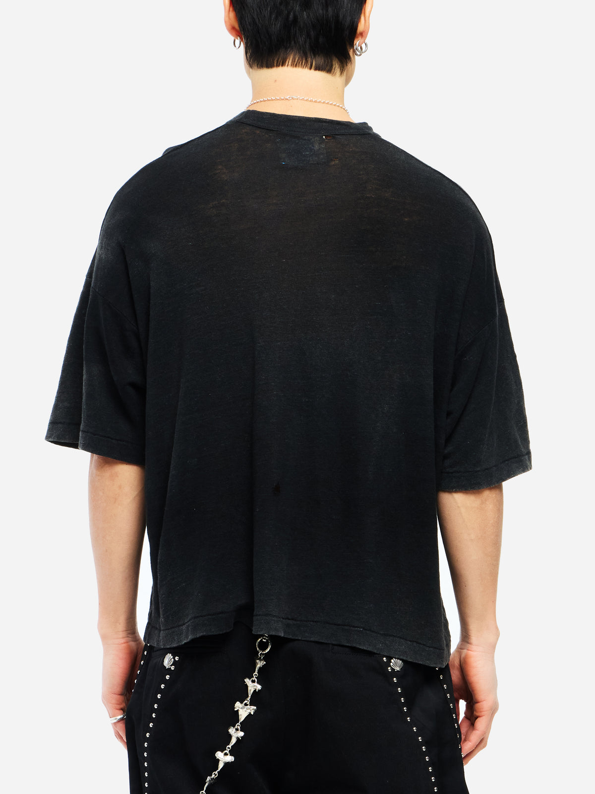 MADONNA SHORT SLEEVE LINEN SHIRT - BLACK
