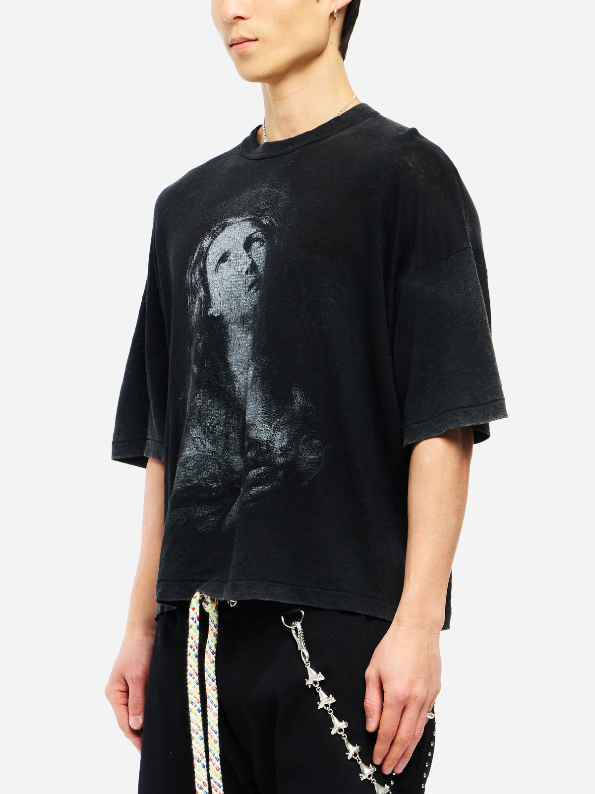 MADONNA SHORT SLEEVE LINEN SHIRT - BLACK