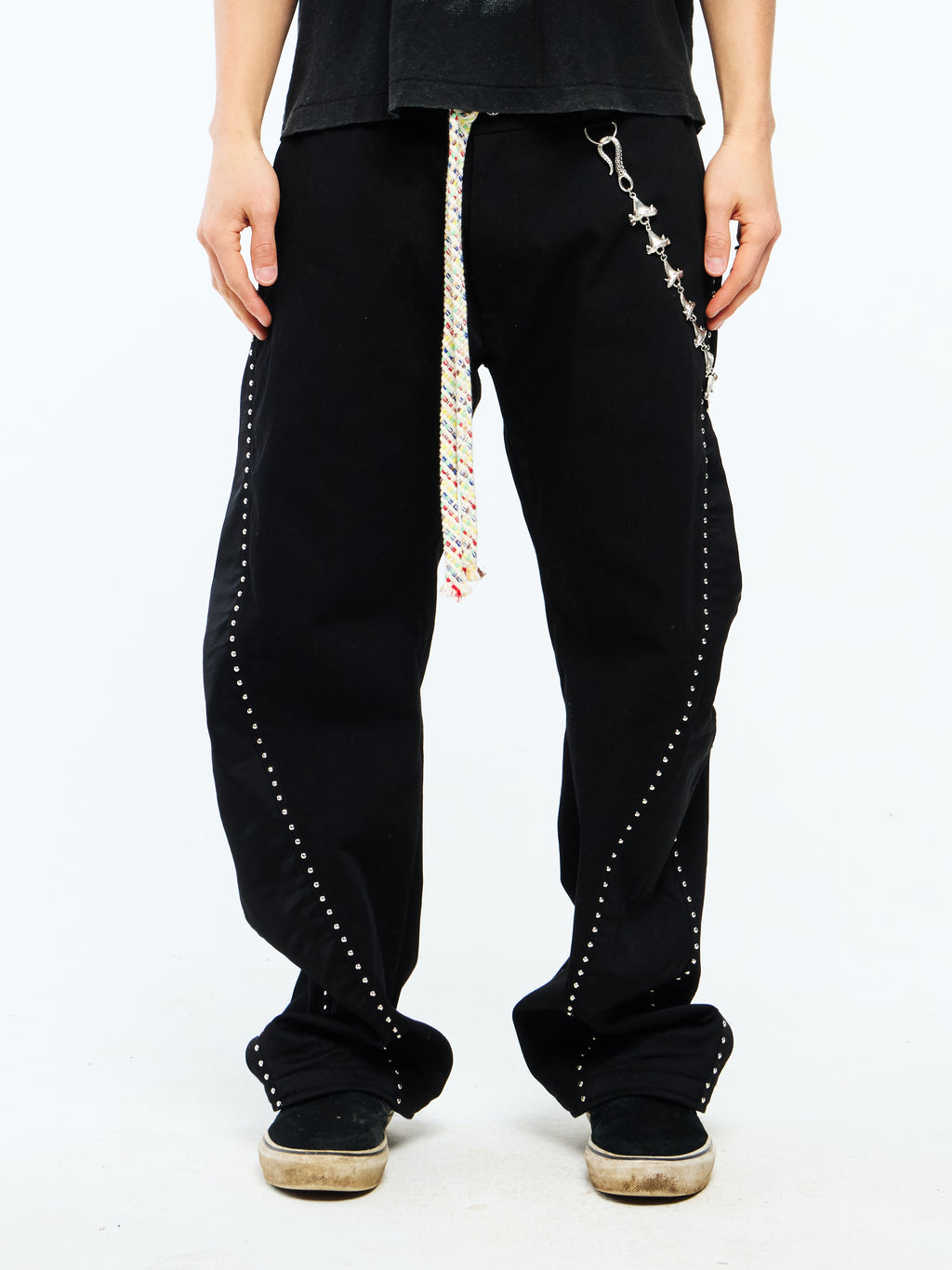 SILVER ROSARY PANTS - BLACK