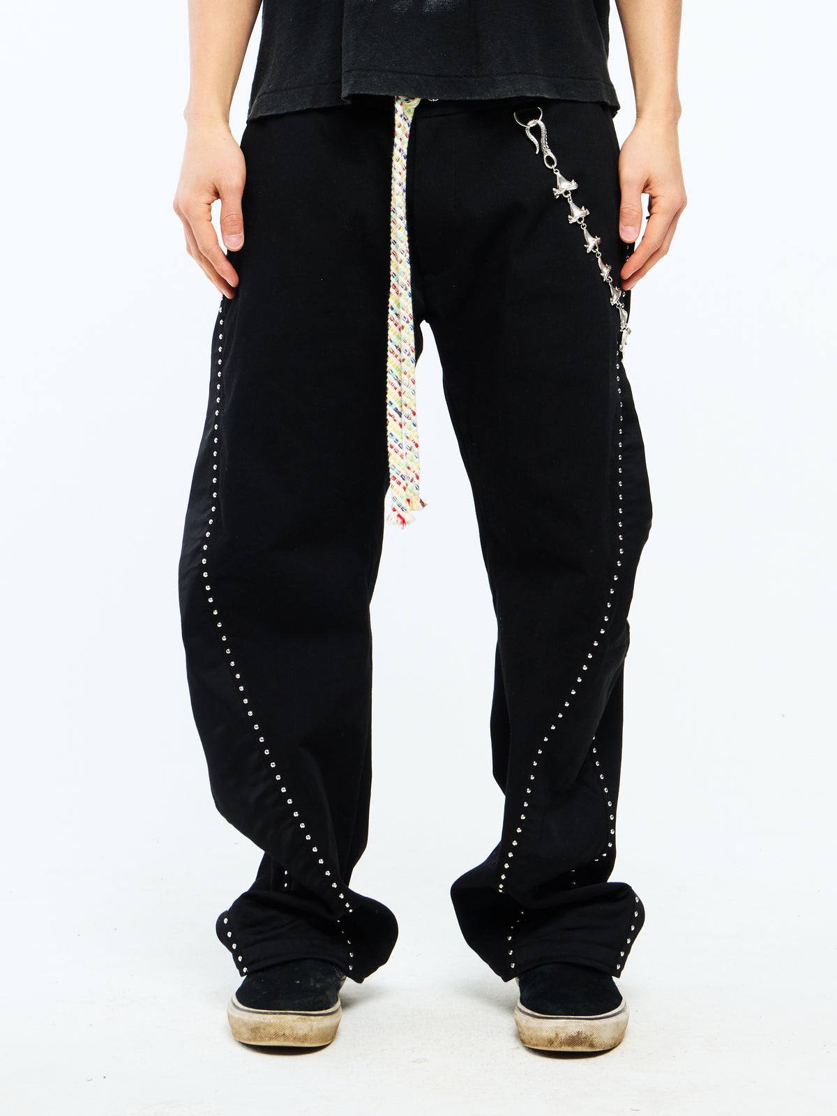 SILVER ROSARY PANTS - BLACK