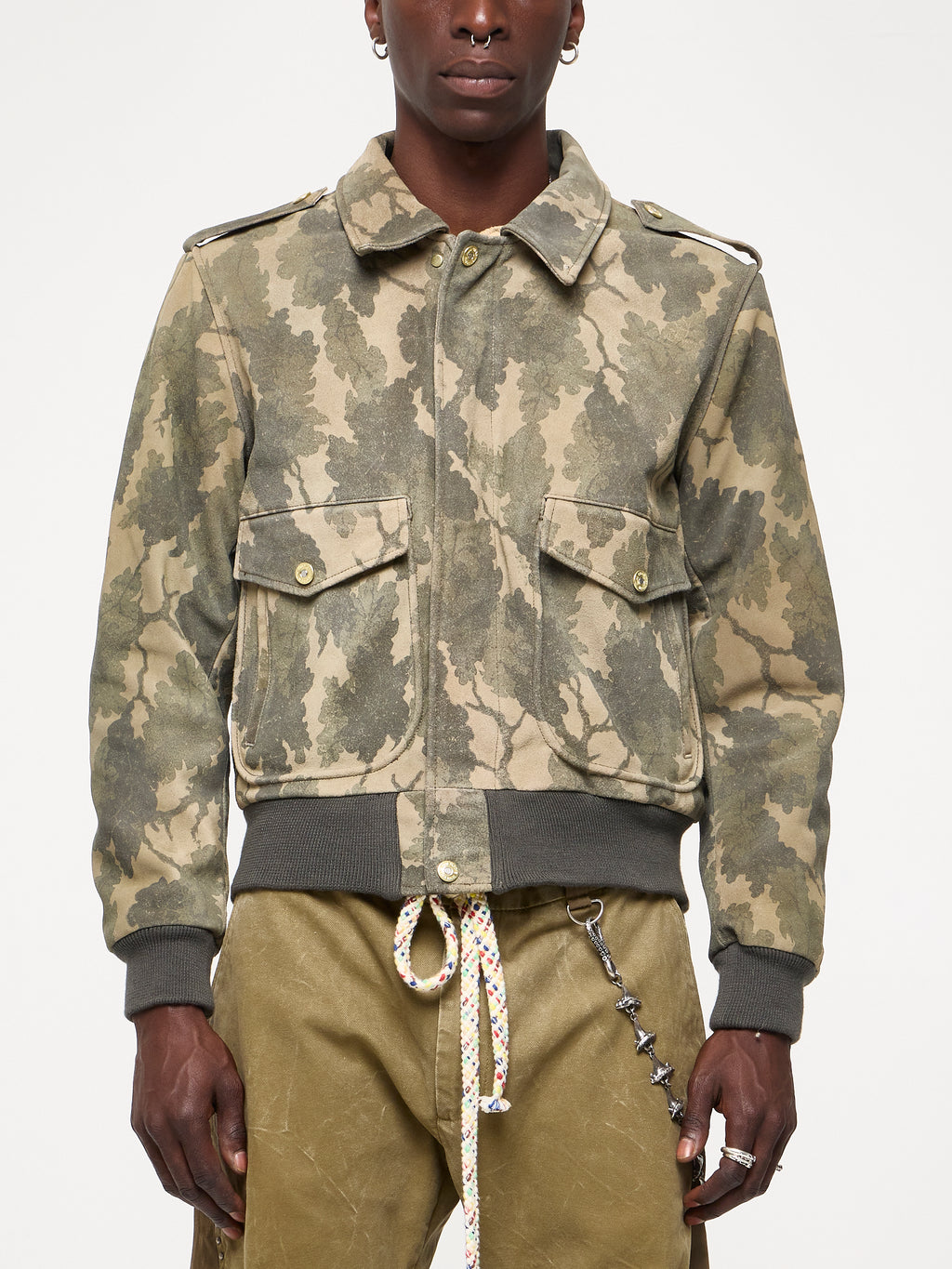 SUEDE PRINT BOMBER - CAMO