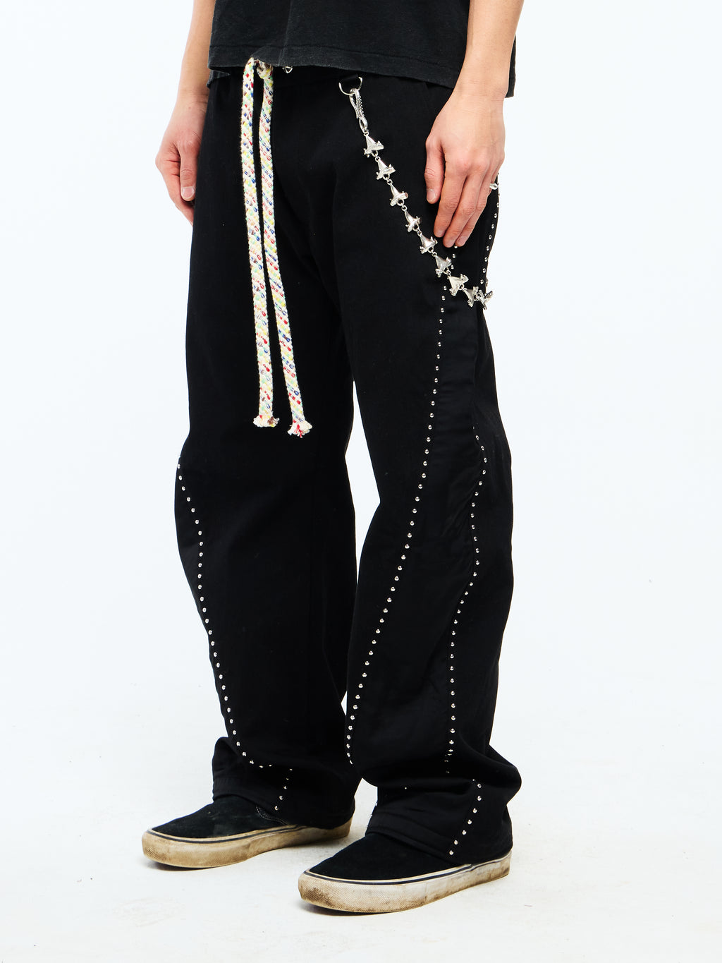 SILVER ROSARY PANTS - BLACK