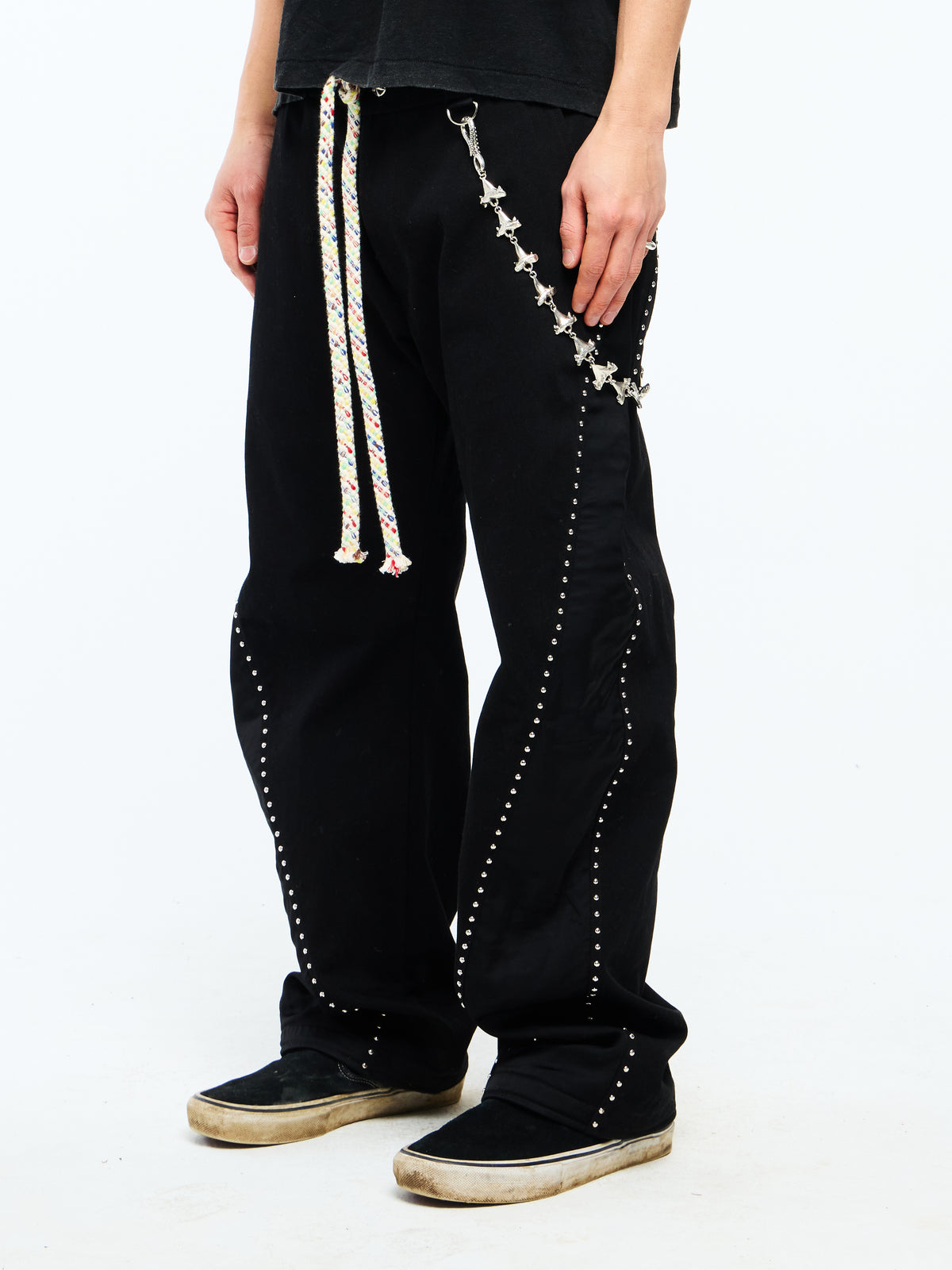 SILVER ROSARY PANTS - BLACK