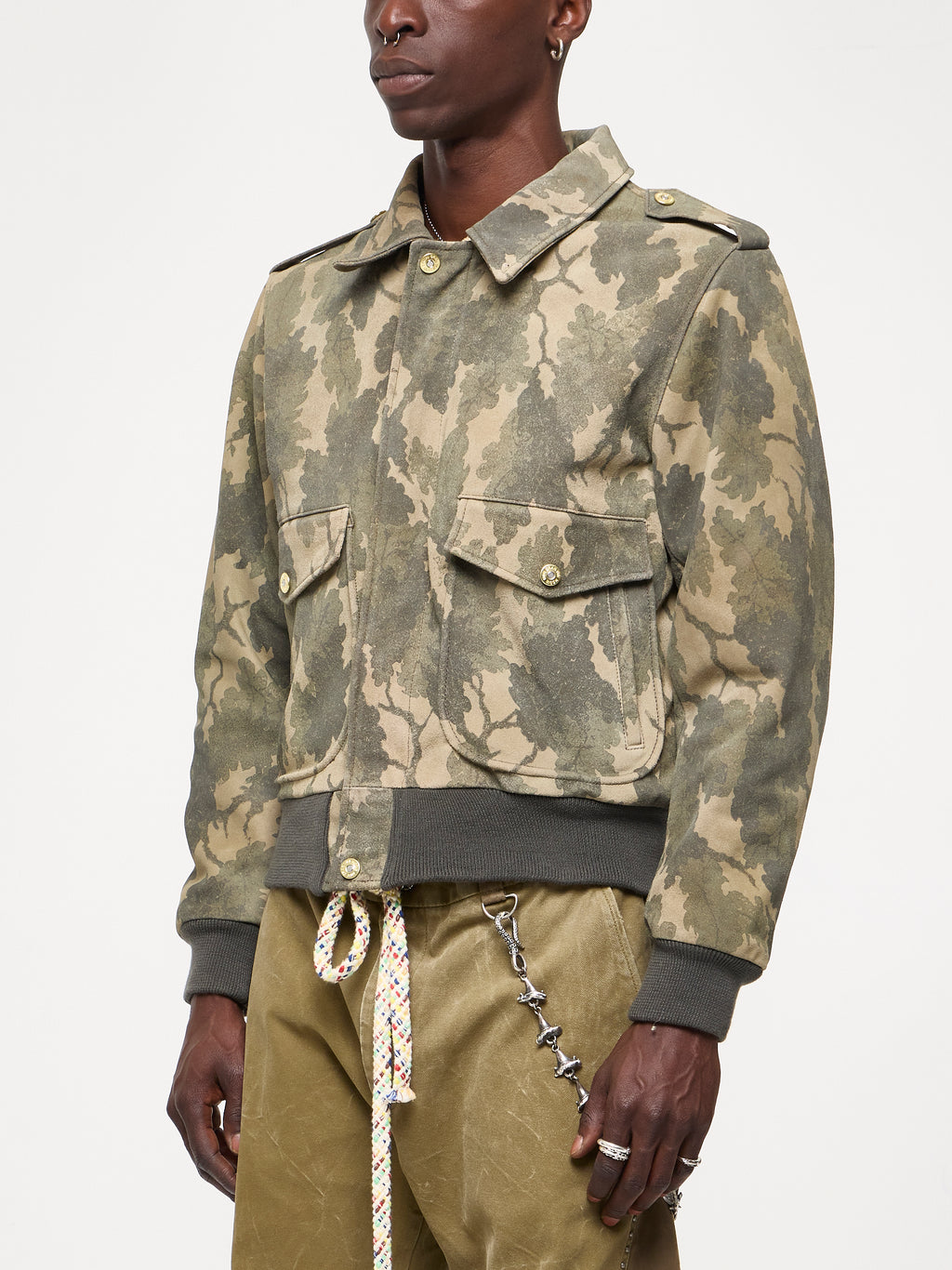 SUEDE PRINT BOMBER - CAMO