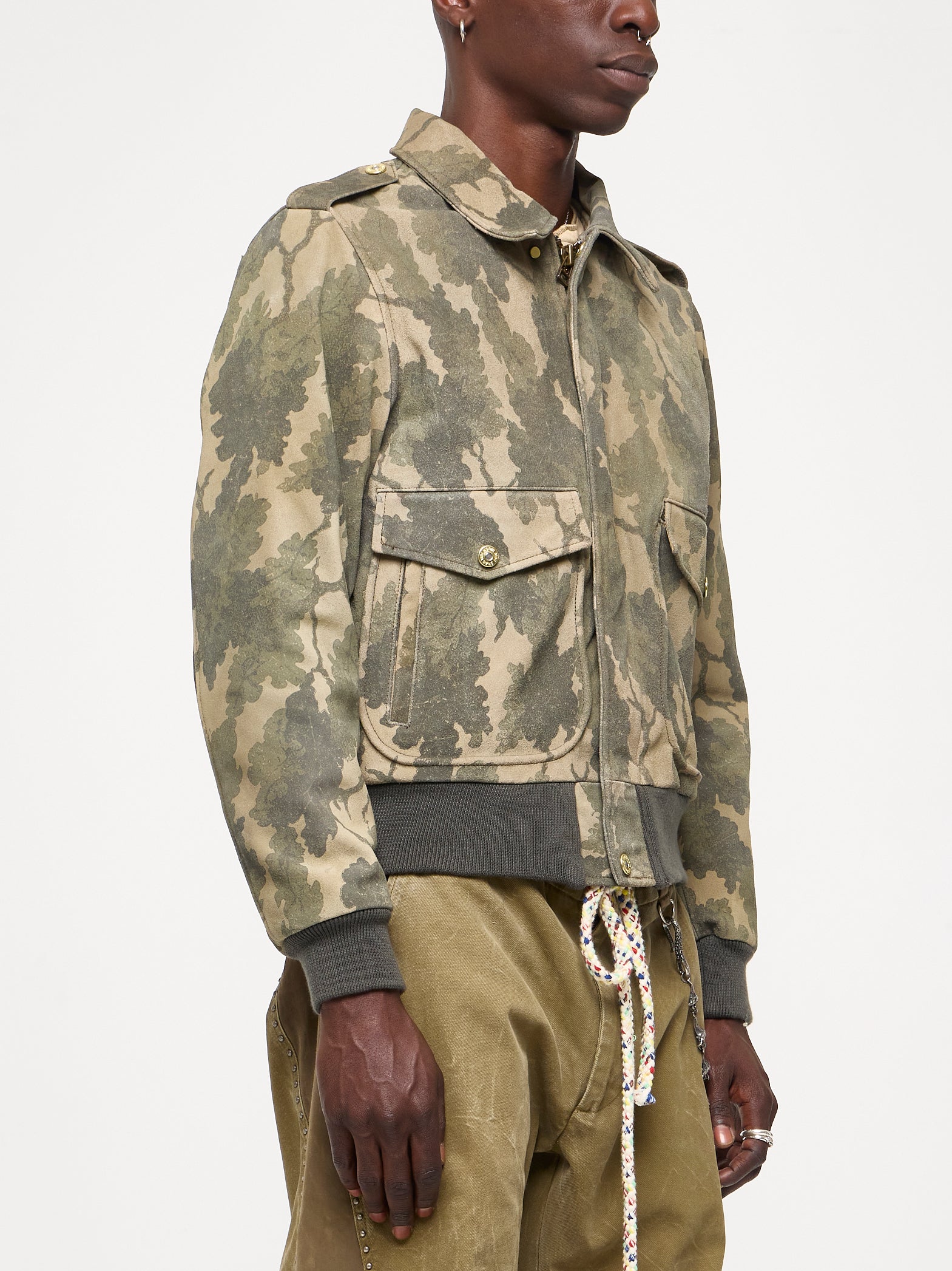 SUEDE PRINT BOMBER - CAMO