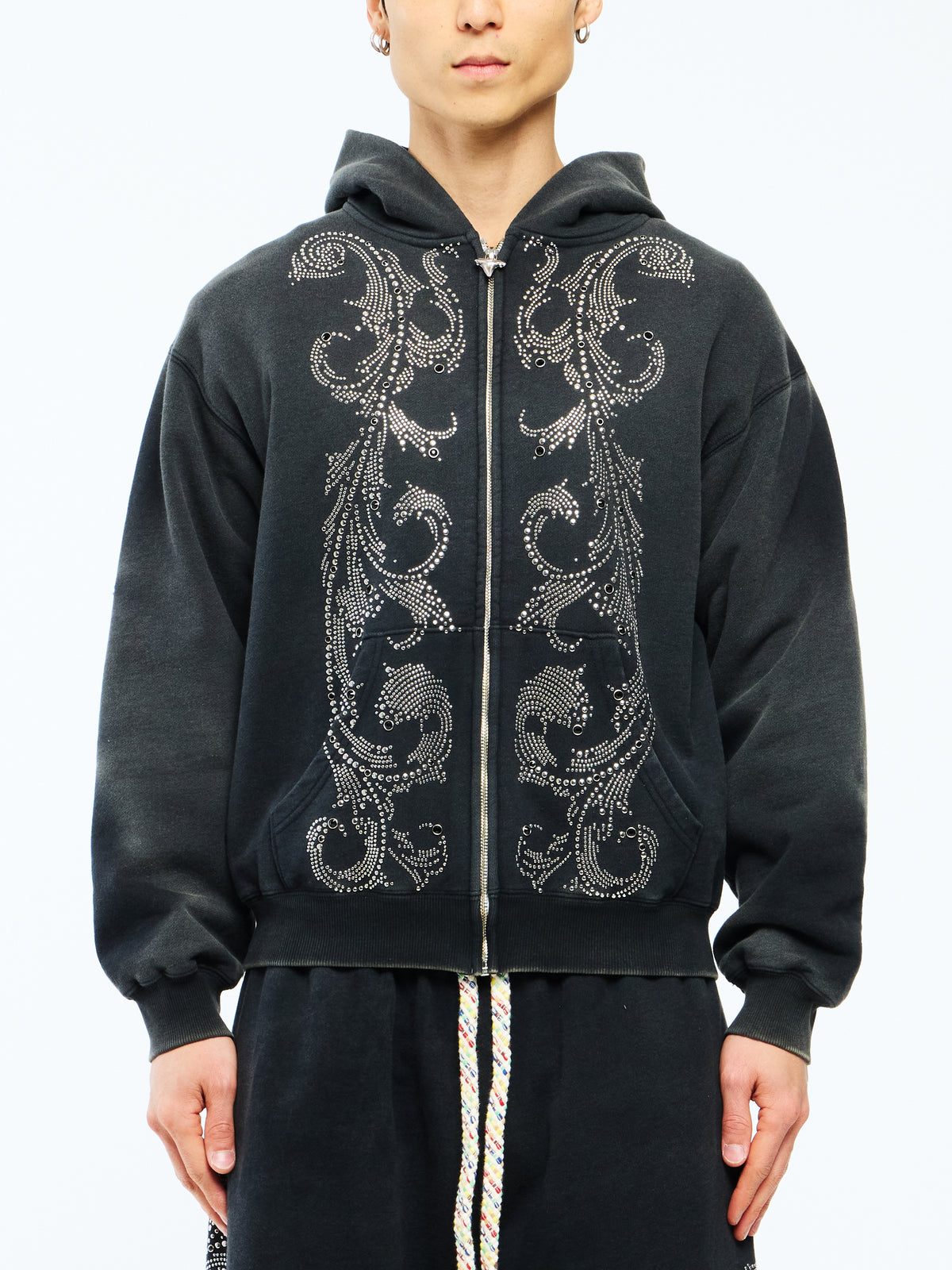 THERMAL LINED CRYSTAL ZIP UP - BLACK