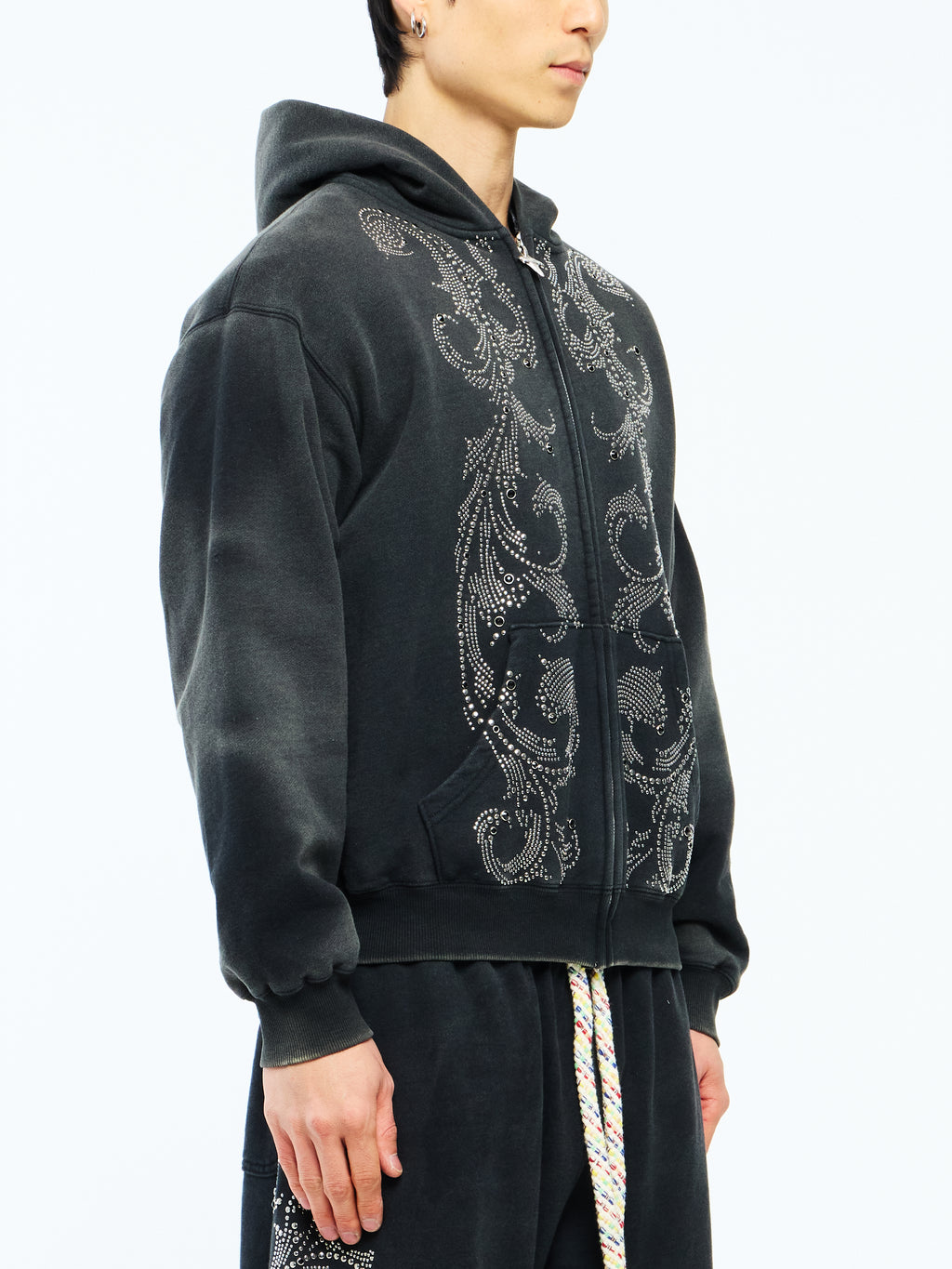 THERMAL LINED CRYSTAL ZIP UP - BLACK