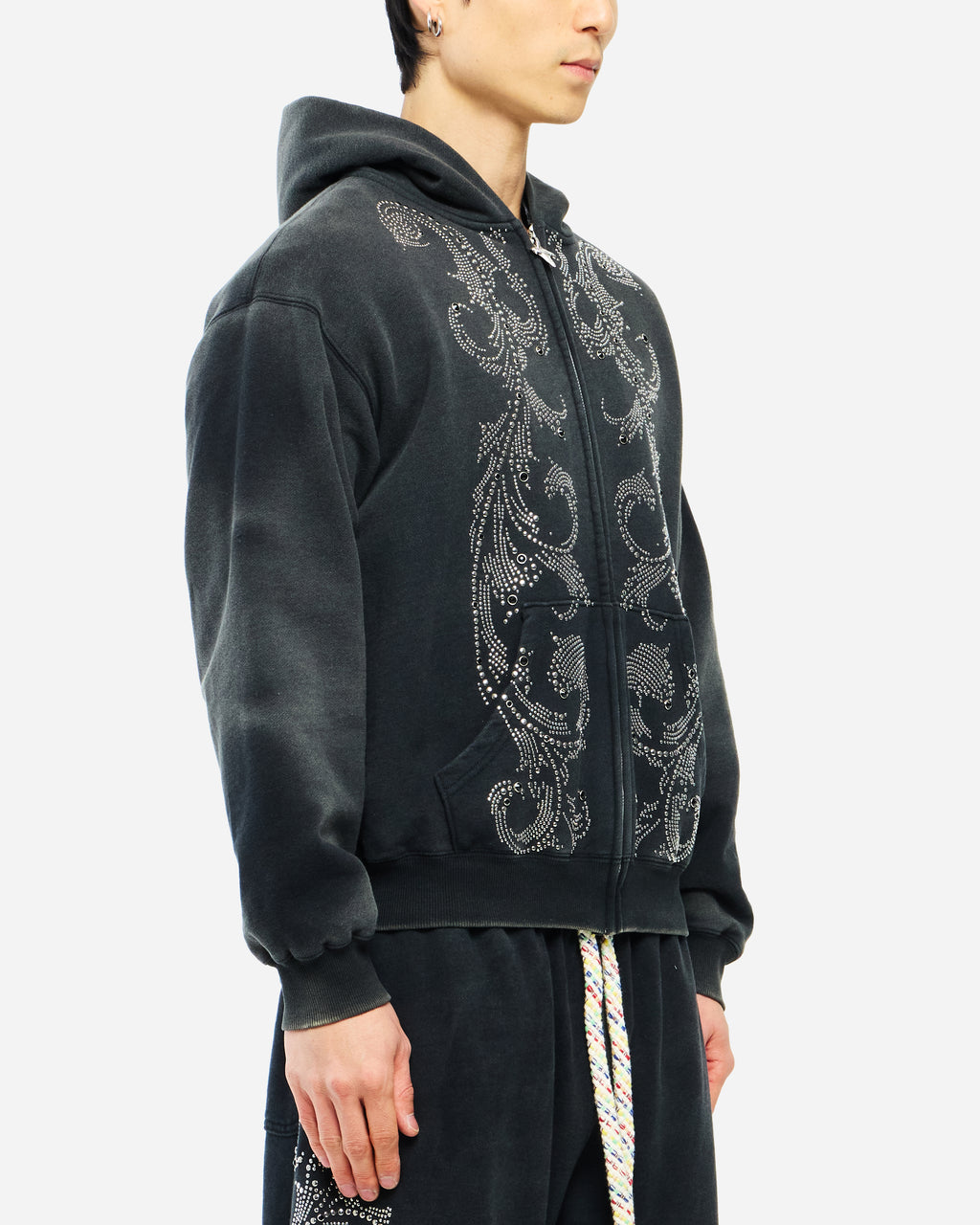 THERMAL LINED CRYSTAL ZIP UP - BLACK