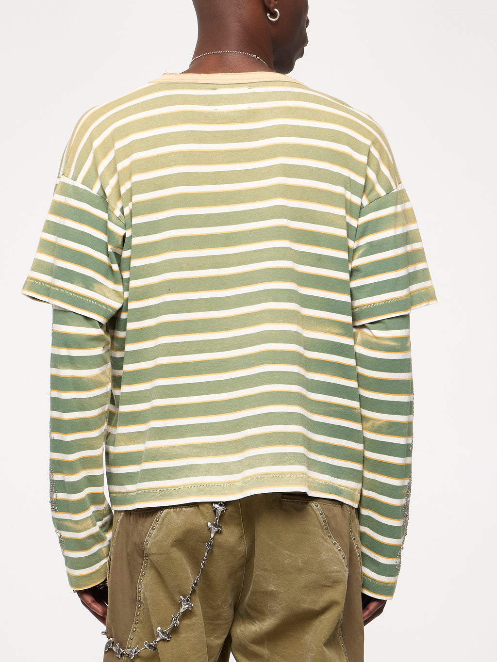STUDDED STRIPE JERSEY LONG SLEEVE - GREEN