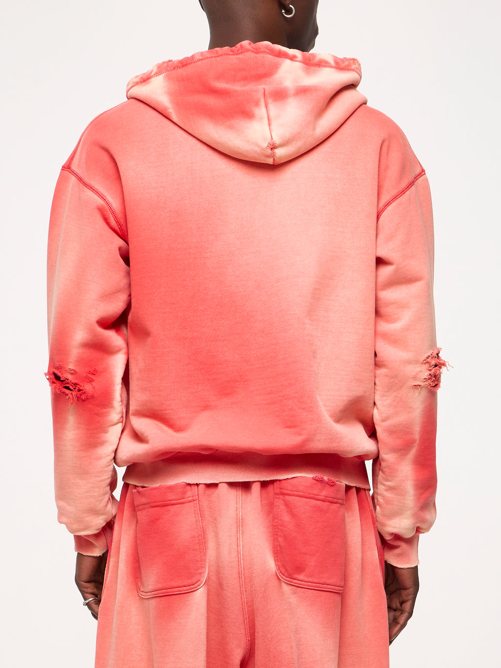 THERMAL LINED ZIP UP HOODIE - RED