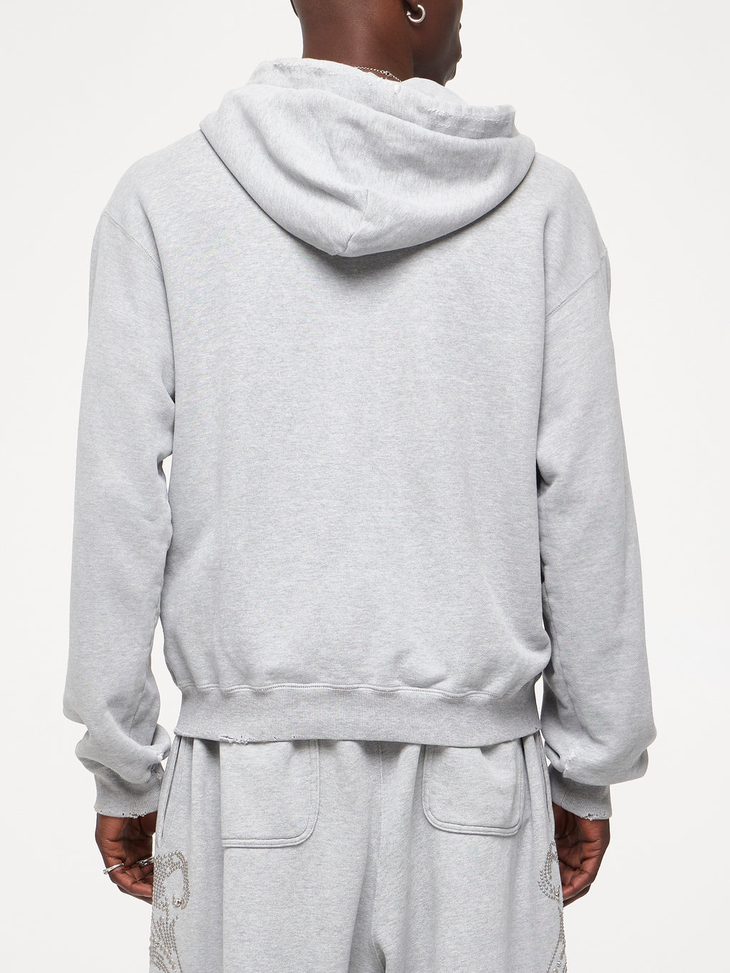 STUDDED THERMAL LINED ZIP UP - HEATHER GREY