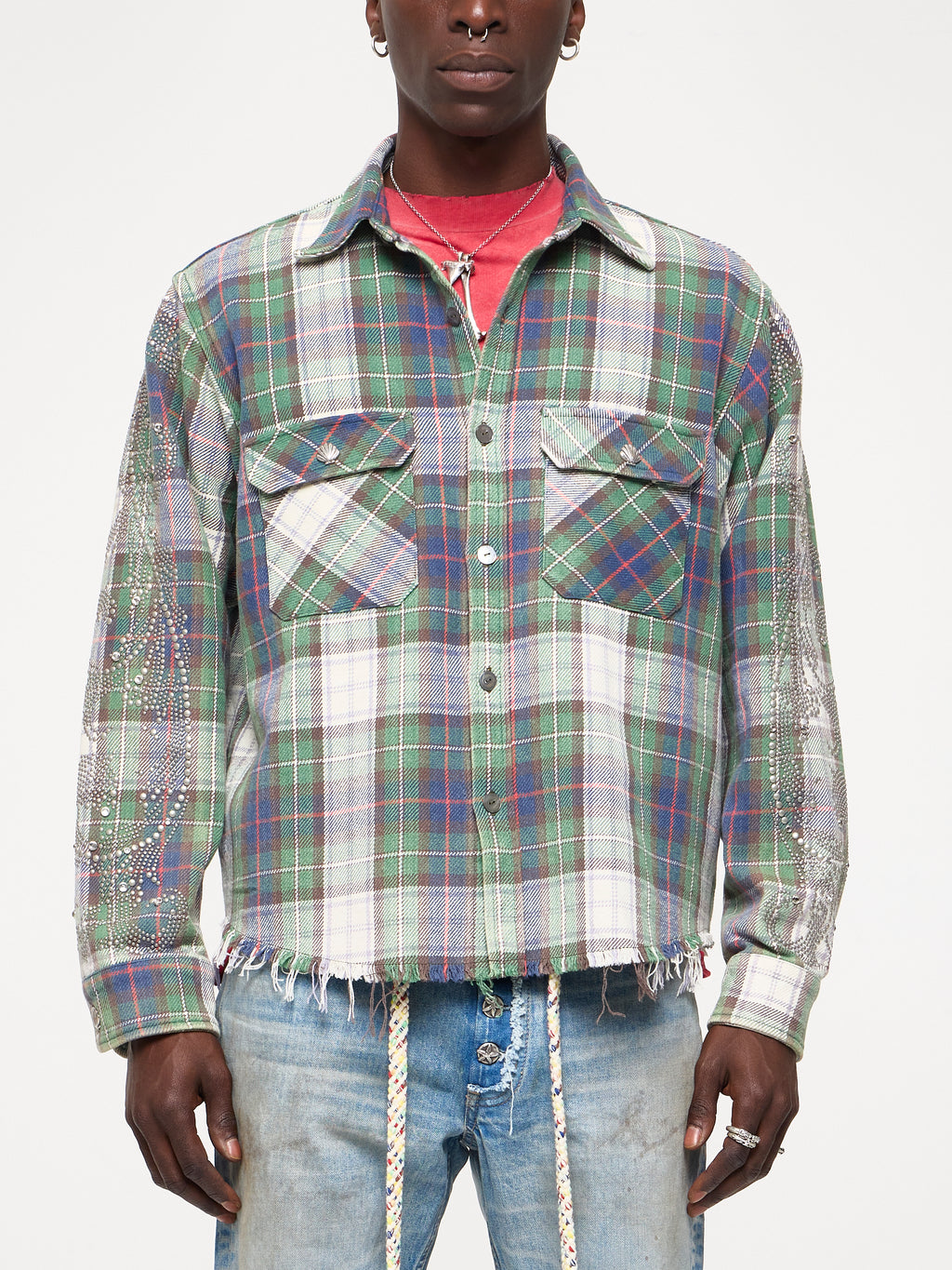 VINTAGE STUDDED FLANNEL - GRASS