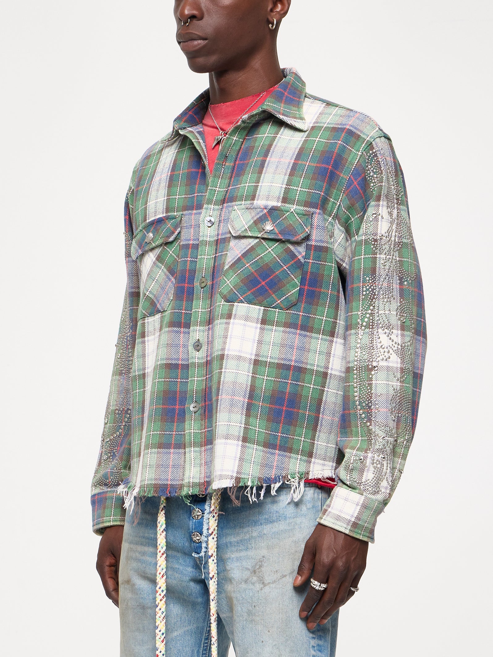 VINTAGE STUDDED FLANNEL - GRASS