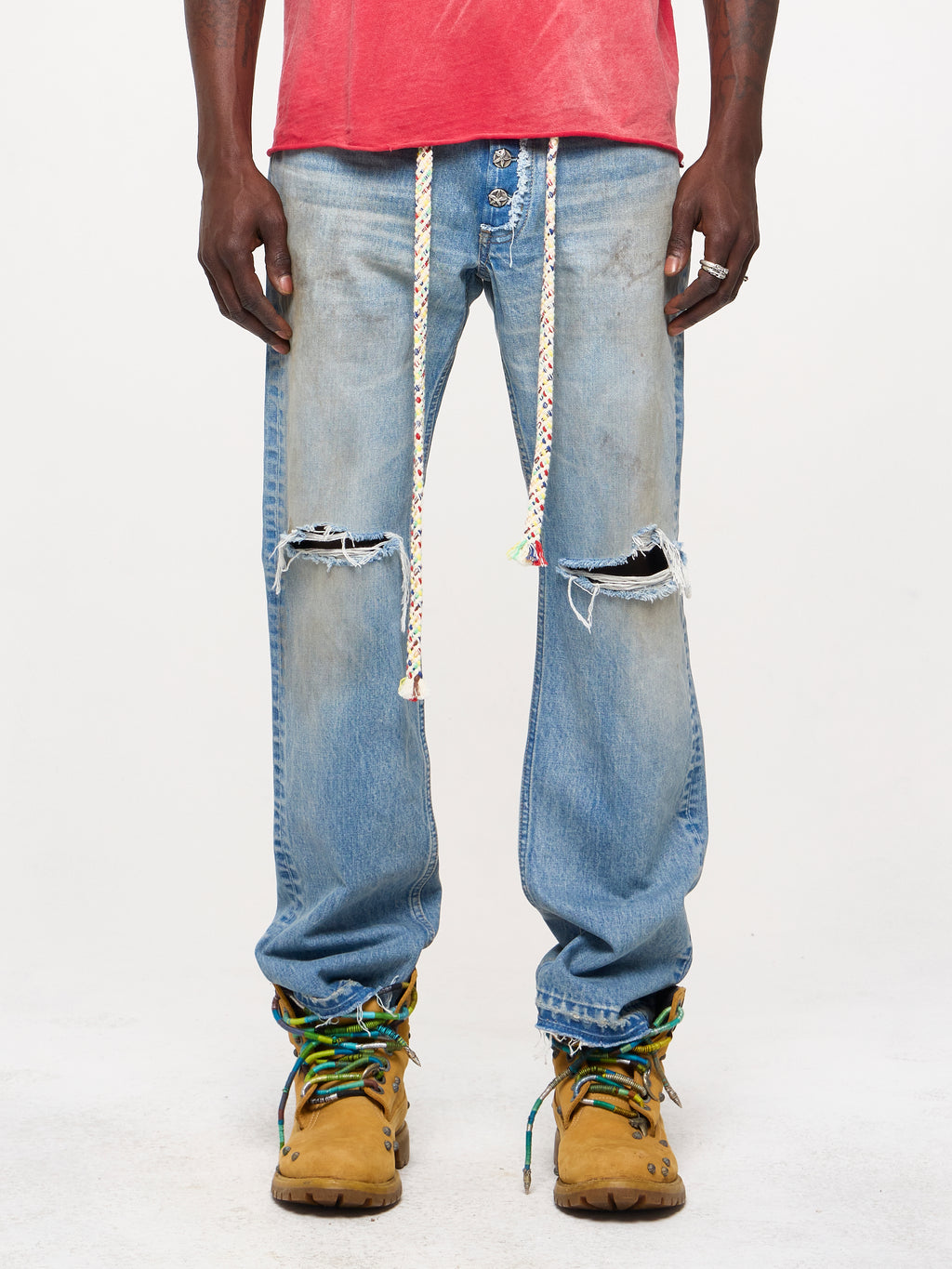 STRAIGHT LEG DENIM JEANS - WAVES WASH