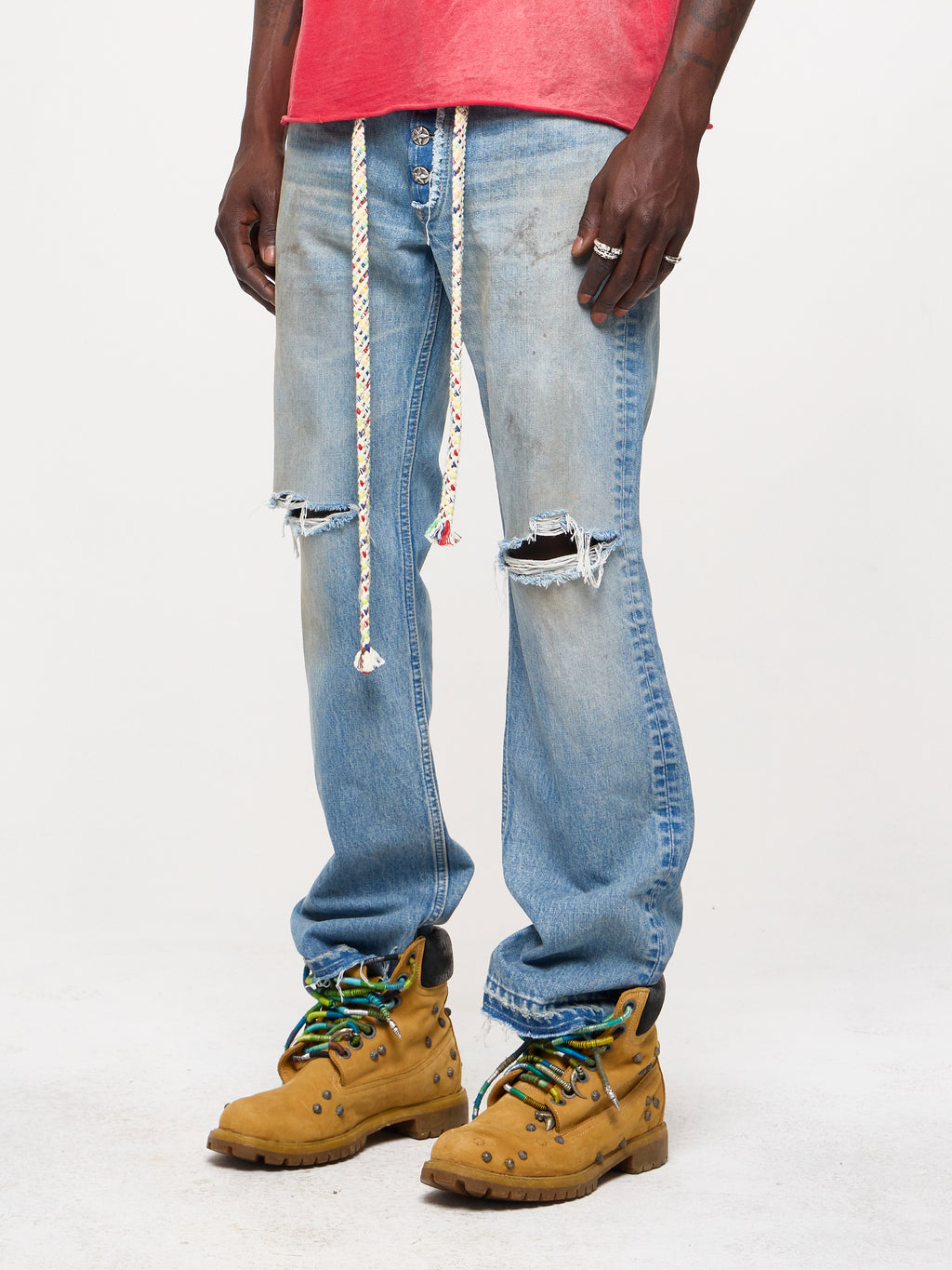 STRAIGHT LEG DENIM JEANS - WAVES WASH