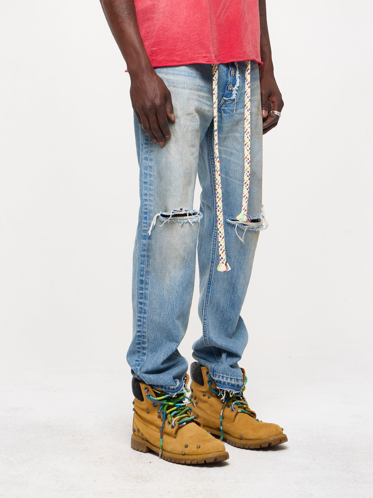 STRAIGHT LEG DENIM JEANS - WAVES WASH