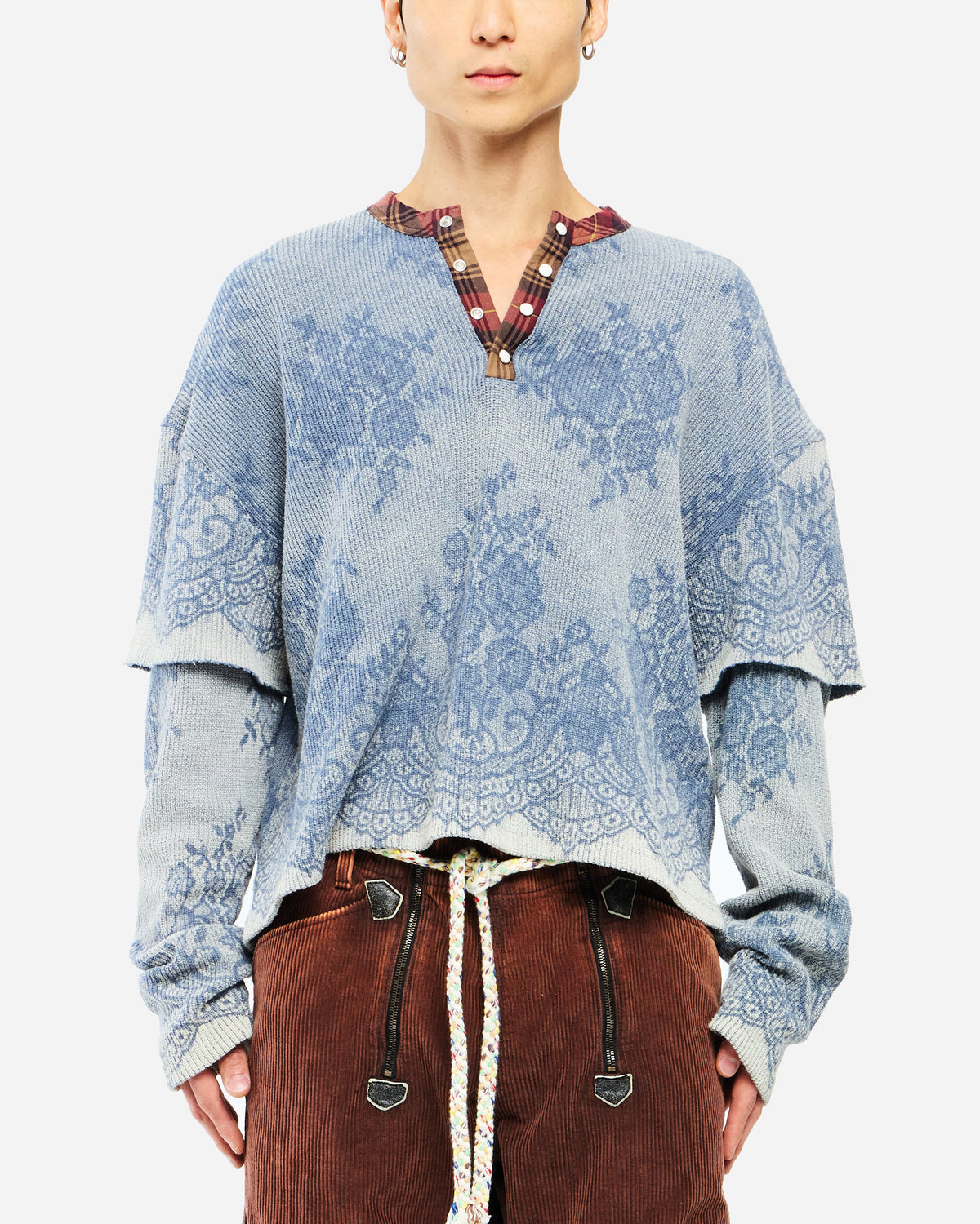 KNIT DOUBLE LAYER LS - BLUE