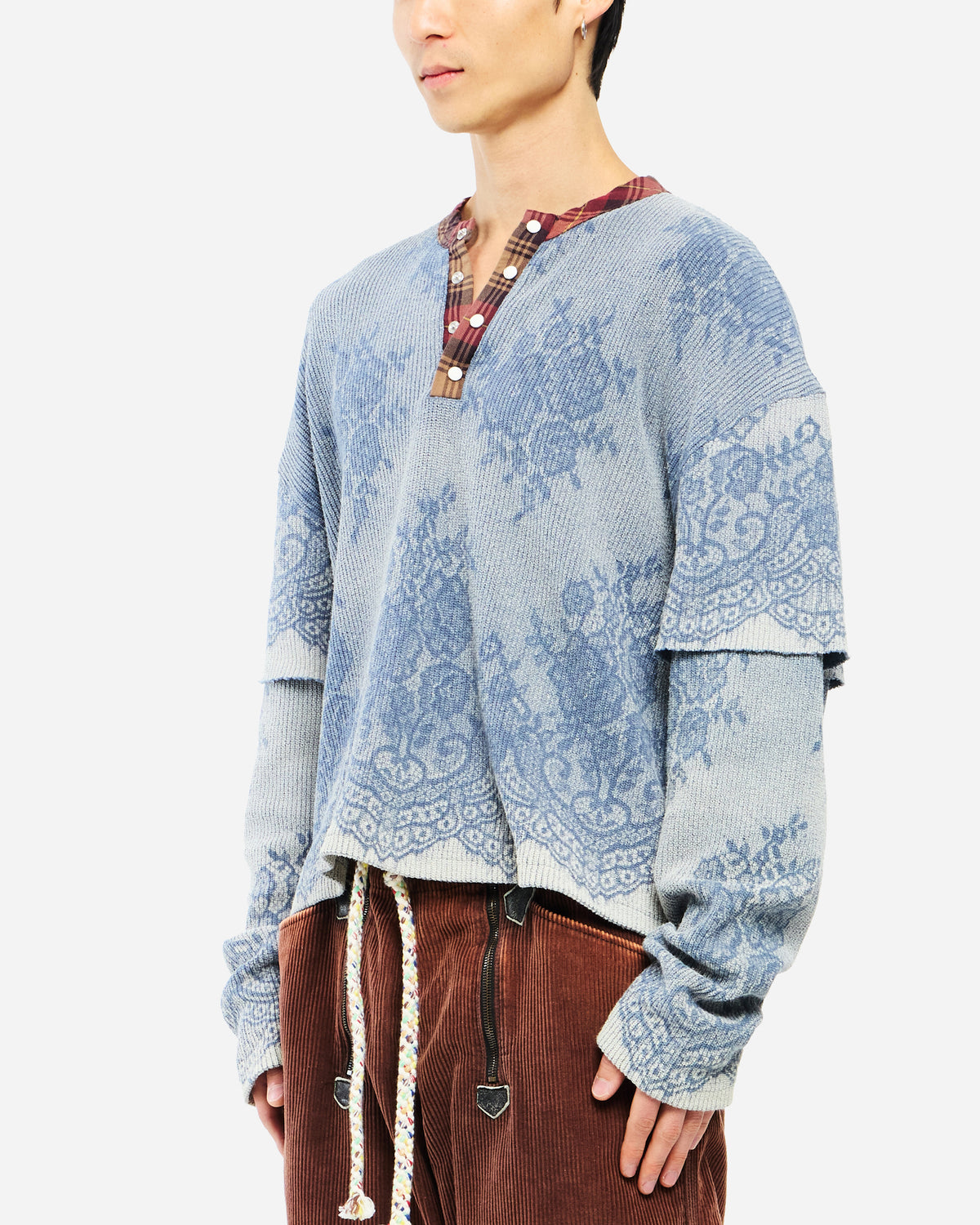 KNIT DOUBLE LAYER LS - BLUE
