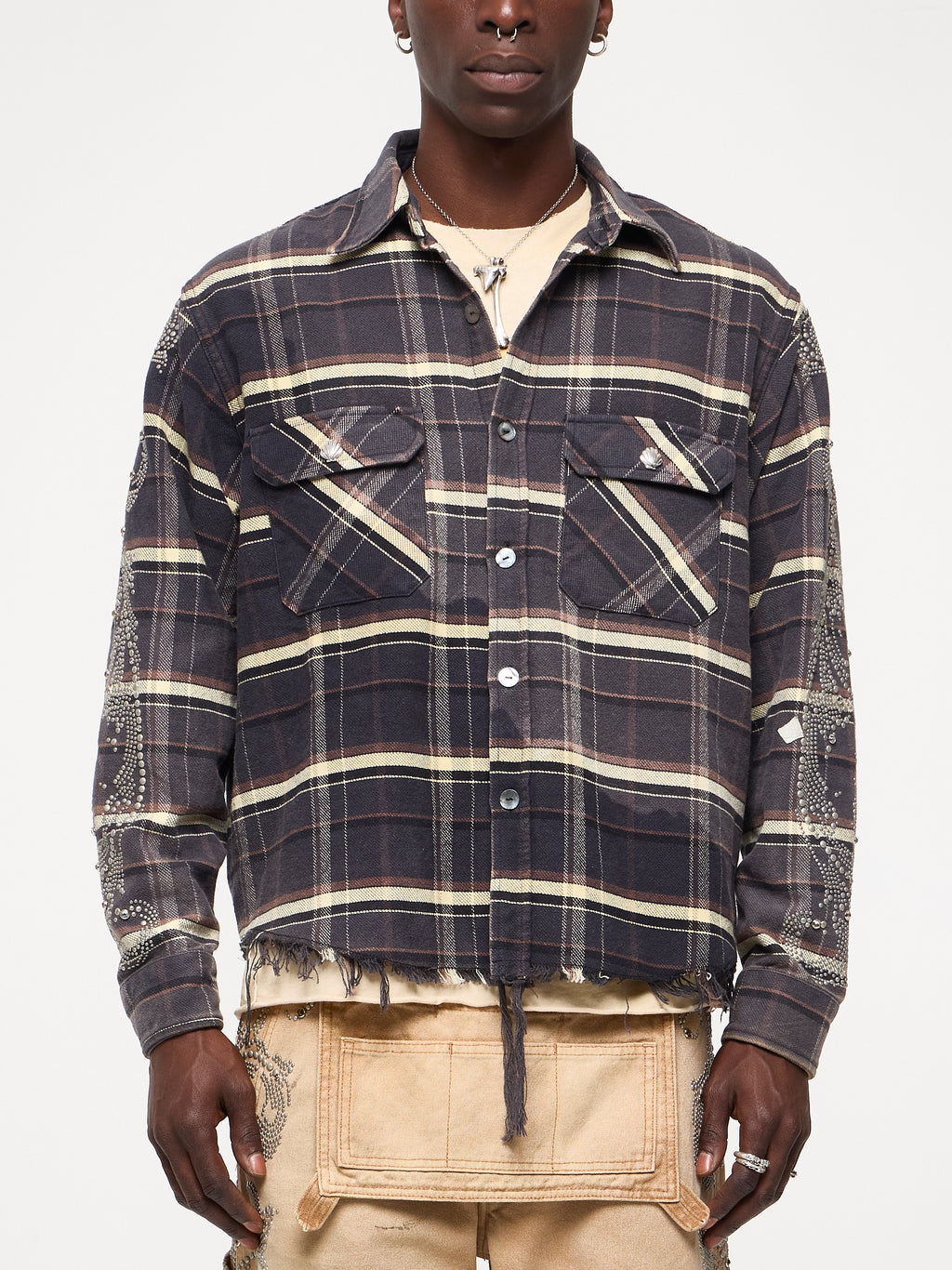 VINTAGE STUDDED FLANNEL - ONYX BLACK
