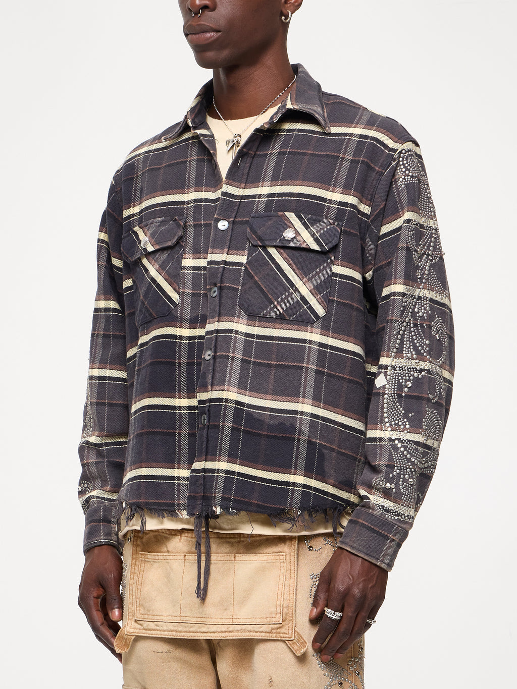 VINTAGE STUDDED FLANNEL - ONYX BLACK