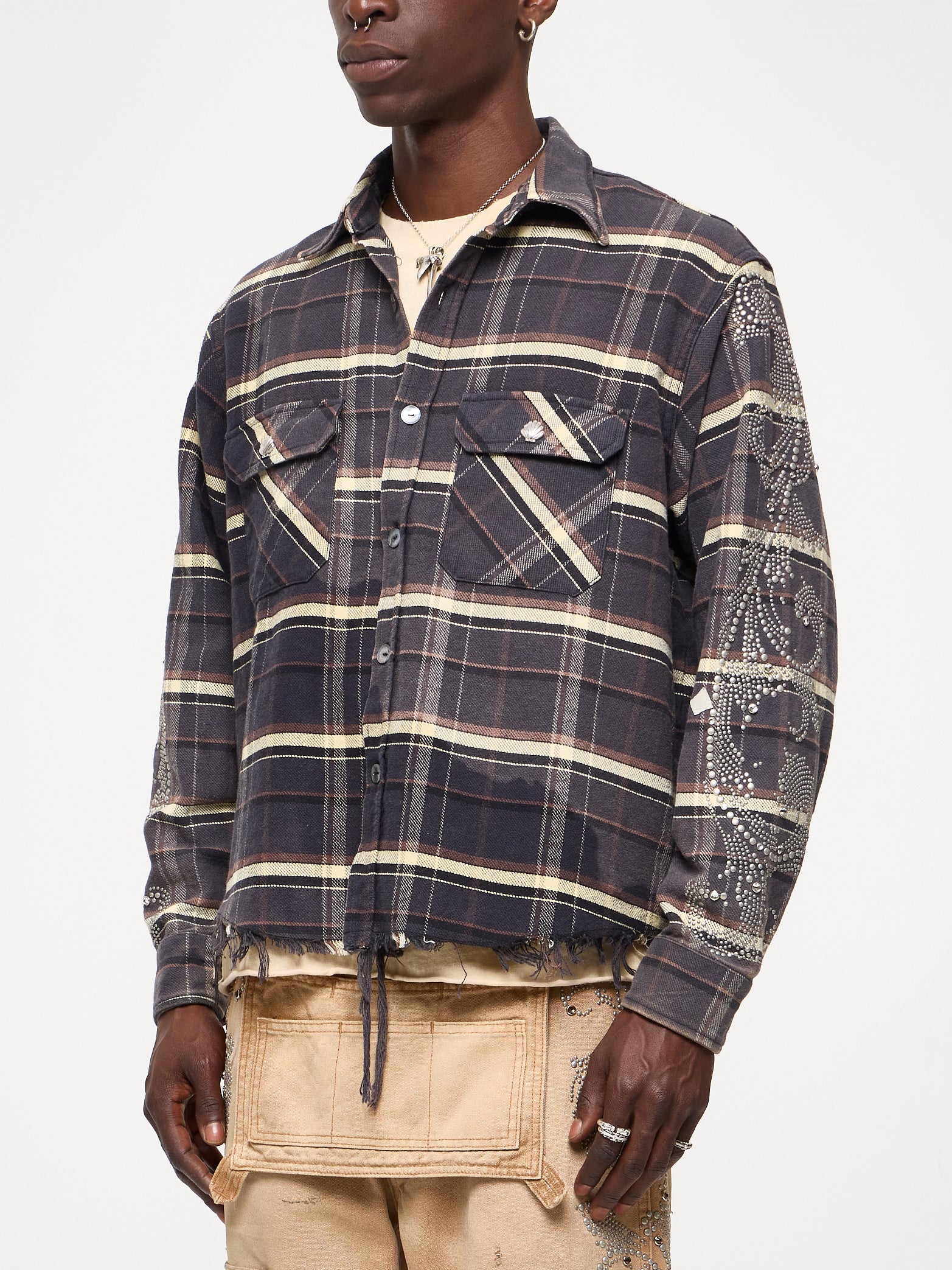 VINTAGE STUDDED FLANNEL - ONYX BLACK
