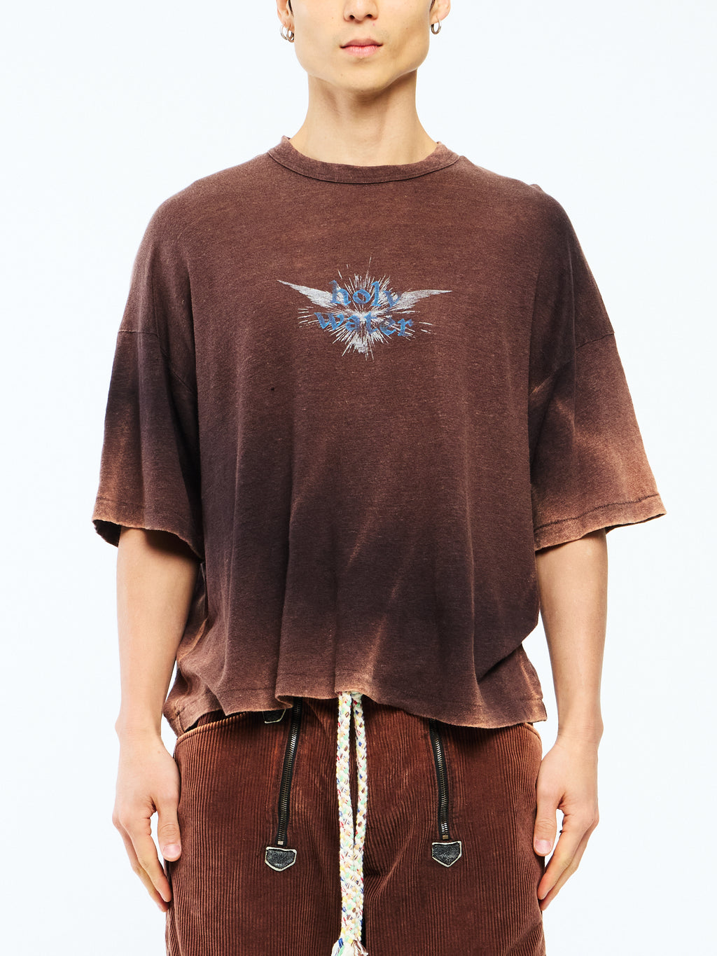 HOLY WATER SHORT SLEEVE LINEN SHIRT - BROWN