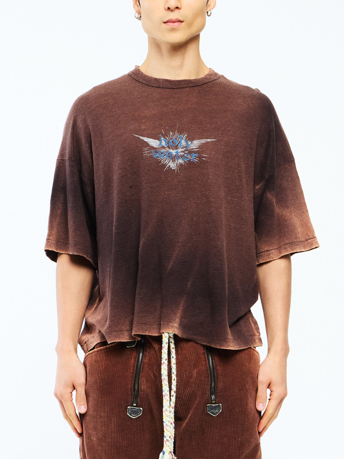 HOLY WATER SHORT SLEEVE LINEN SHIRT - BROWN