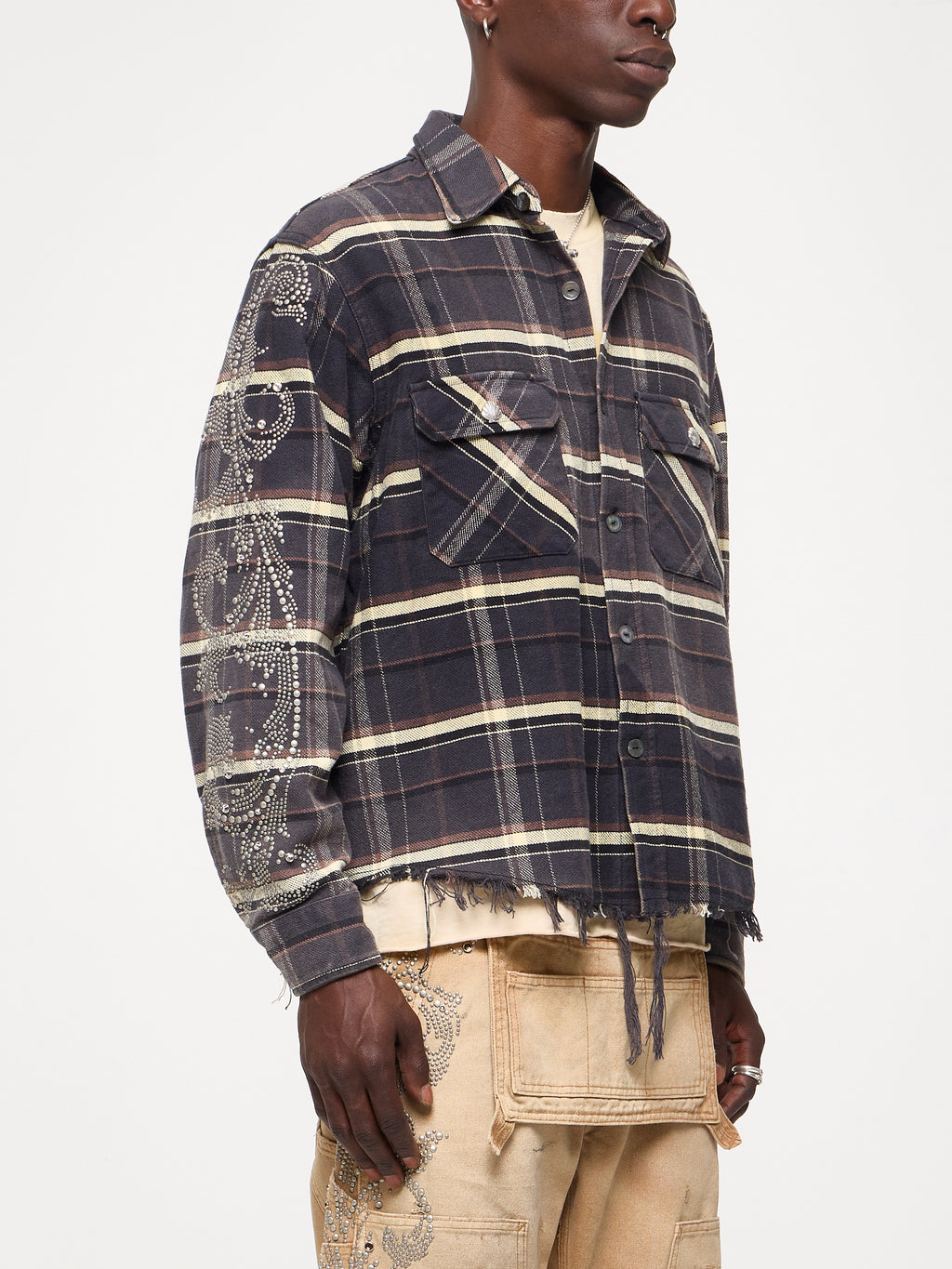 VINTAGE STUDDED FLANNEL - ONYX BLACK