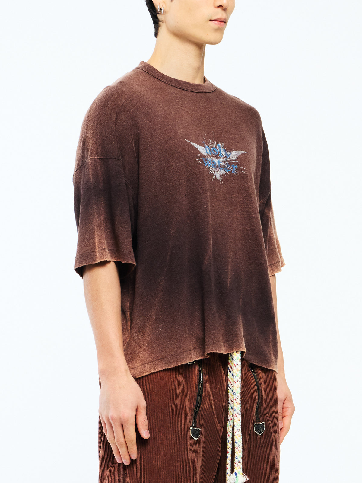 HOLY WATER SHORT SLEEVE LINEN SHIRT - BROWN