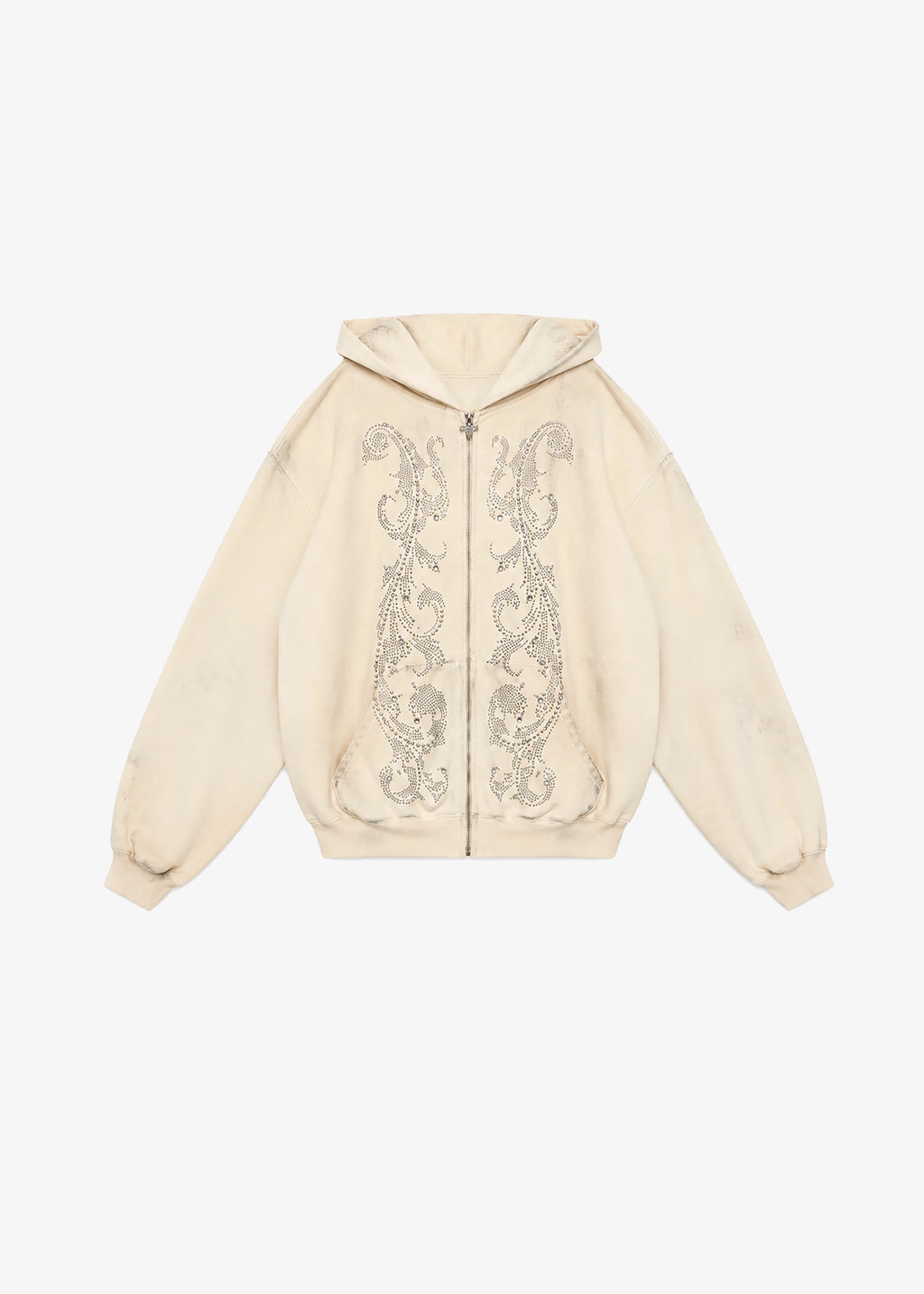 THERMAL LINED CRYSTAL ZIP UP - DIRTY WHITE