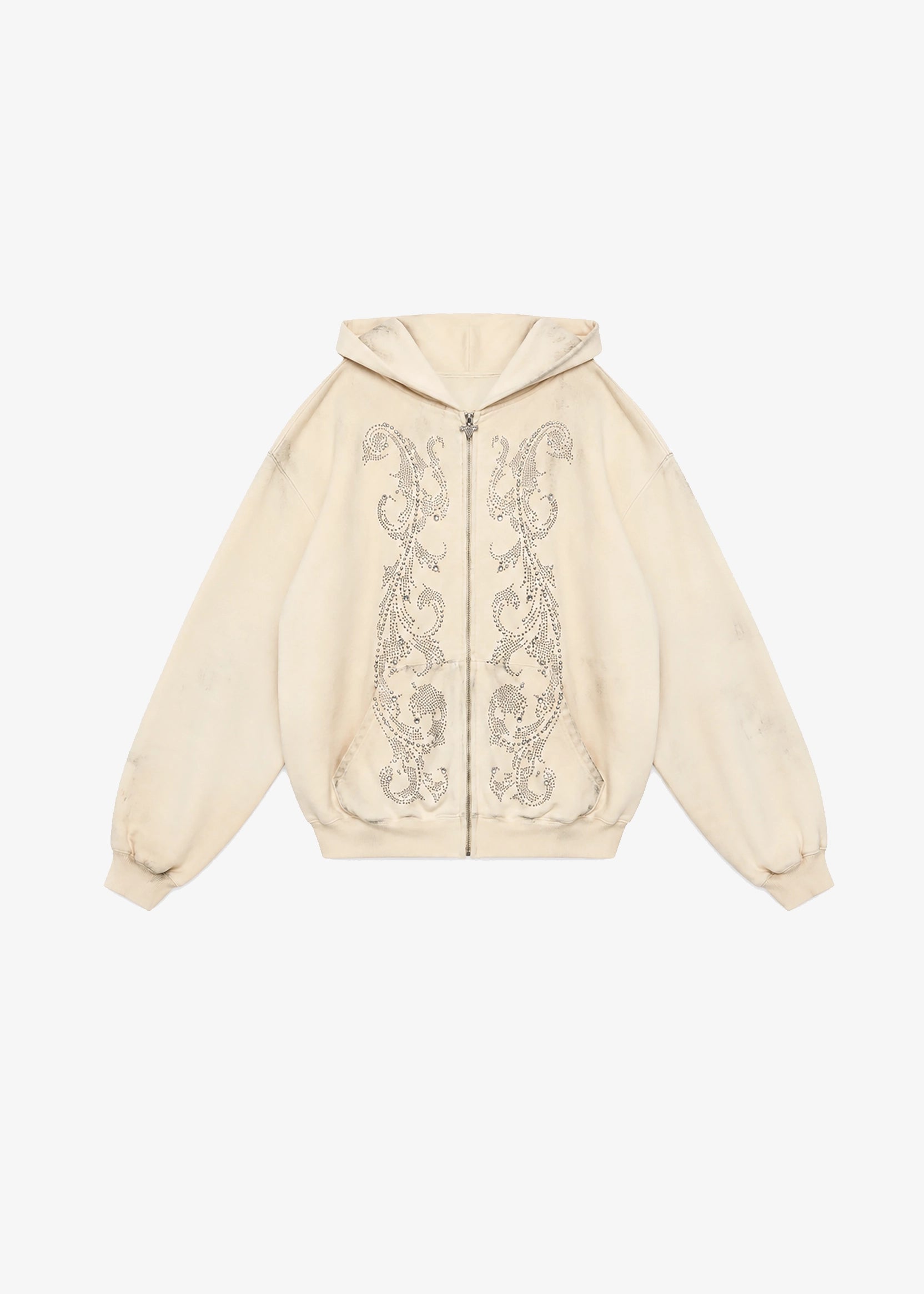 THERMAL LINED CRYSTAL ZIP UP - DIRTY WHITE