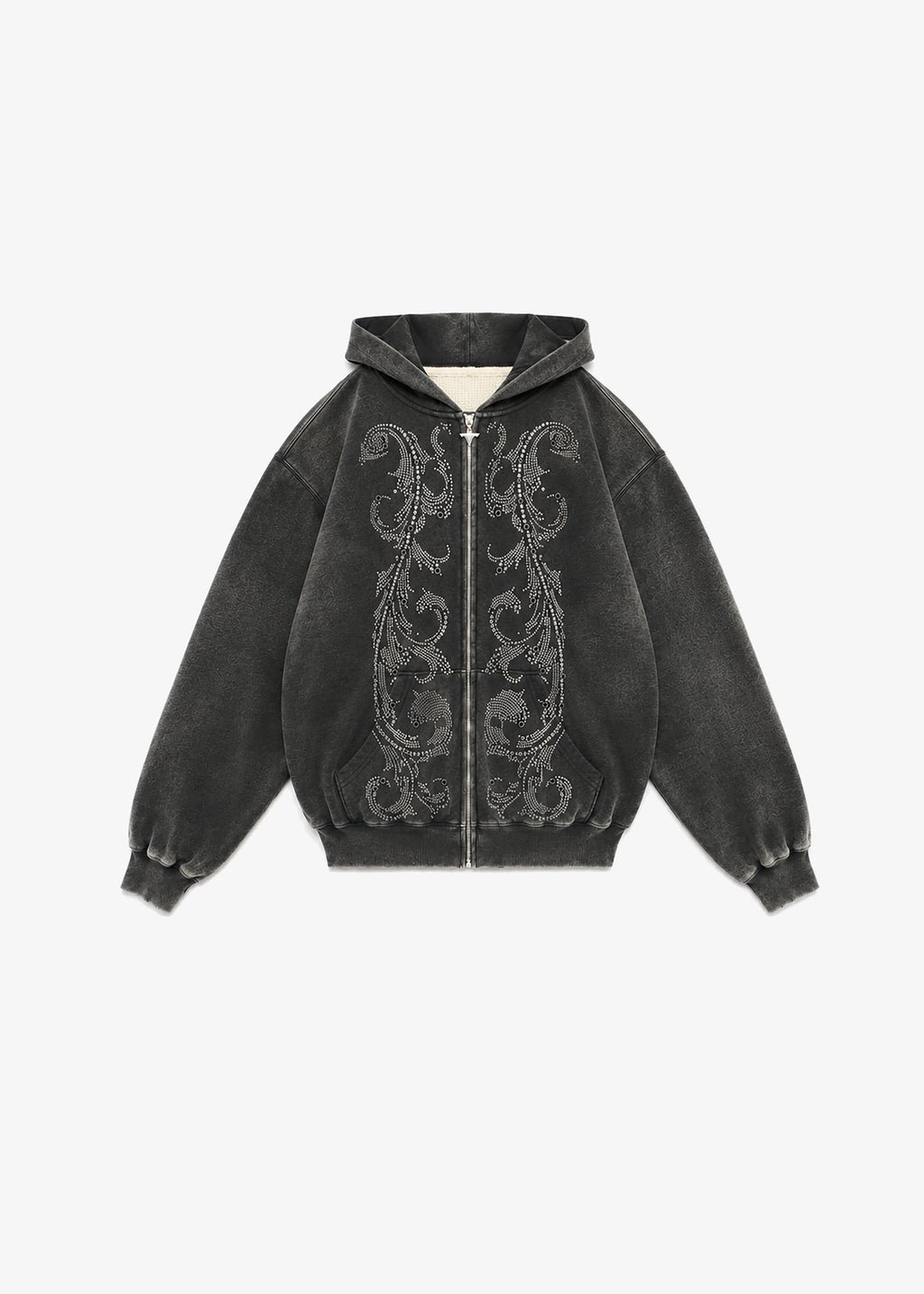 THERMAL LINED CRYSTAL ZIP UP - BLACK