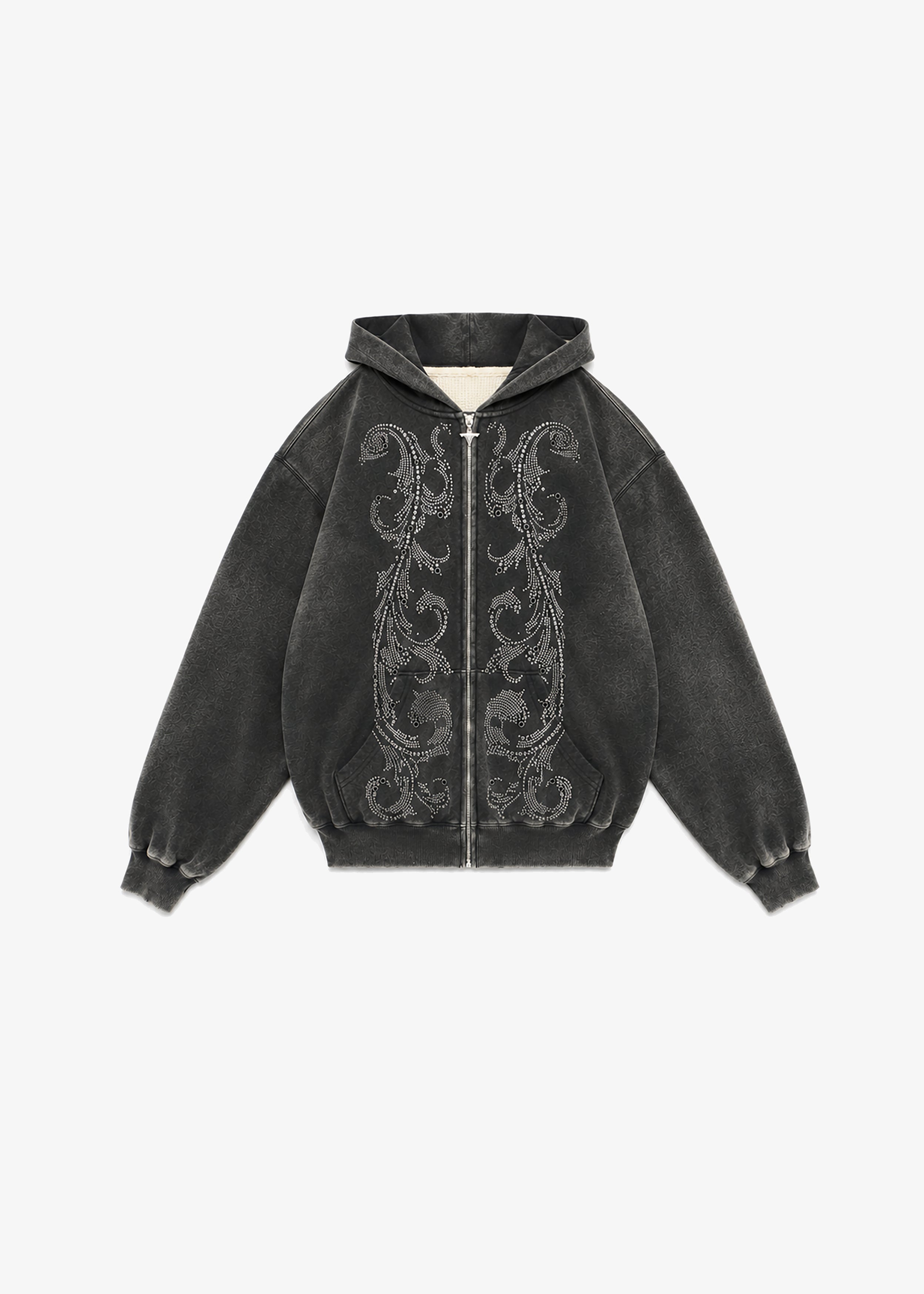 THERMAL LINED CRYSTAL ZIP UP - BLACK