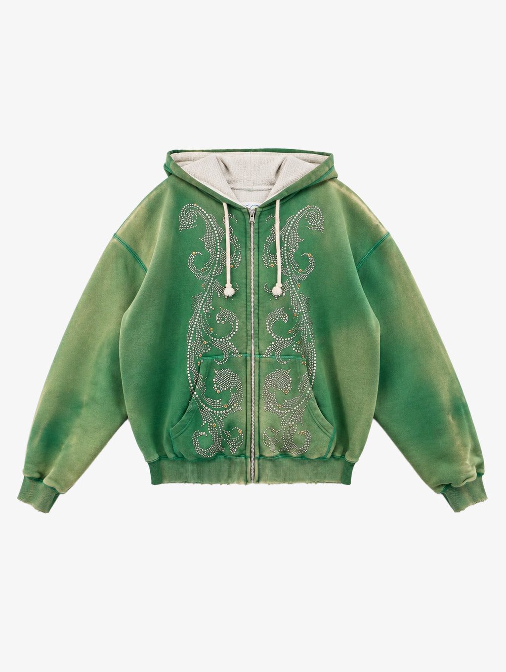 STUDDED THERMAL LINED ZIP UP - GREEN