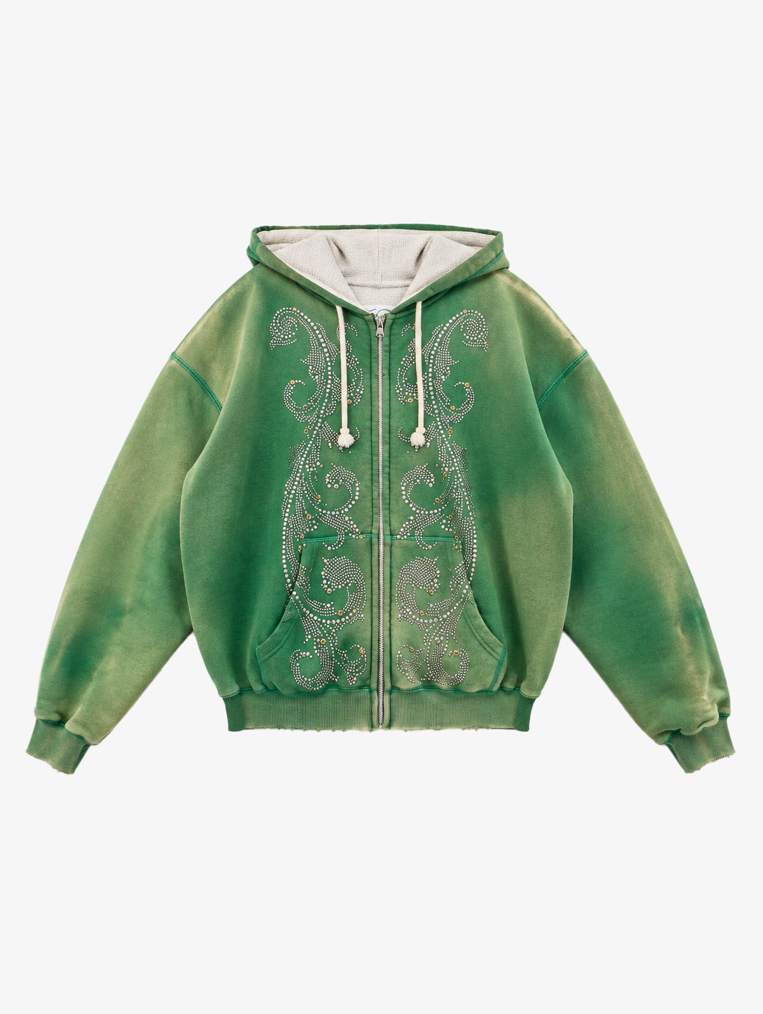 STUDDED THERMAL LINED ZIP UP - GREEN