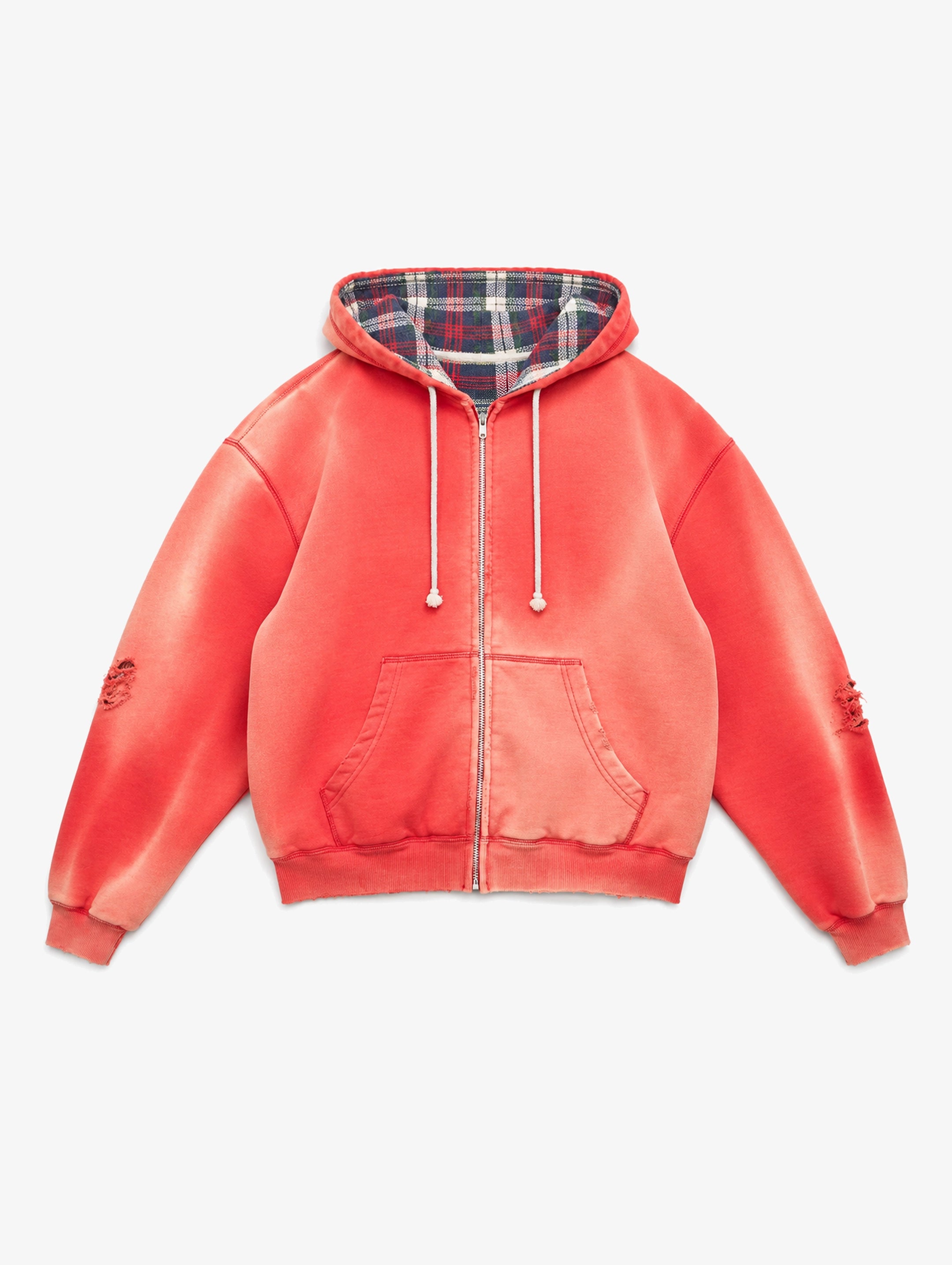 THERMAL LINED ZIP UP HOODIE - RED