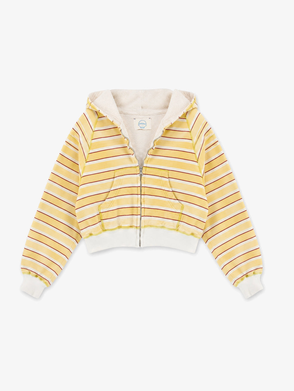 STRIPED THERMAL HOODIE - YELLOW