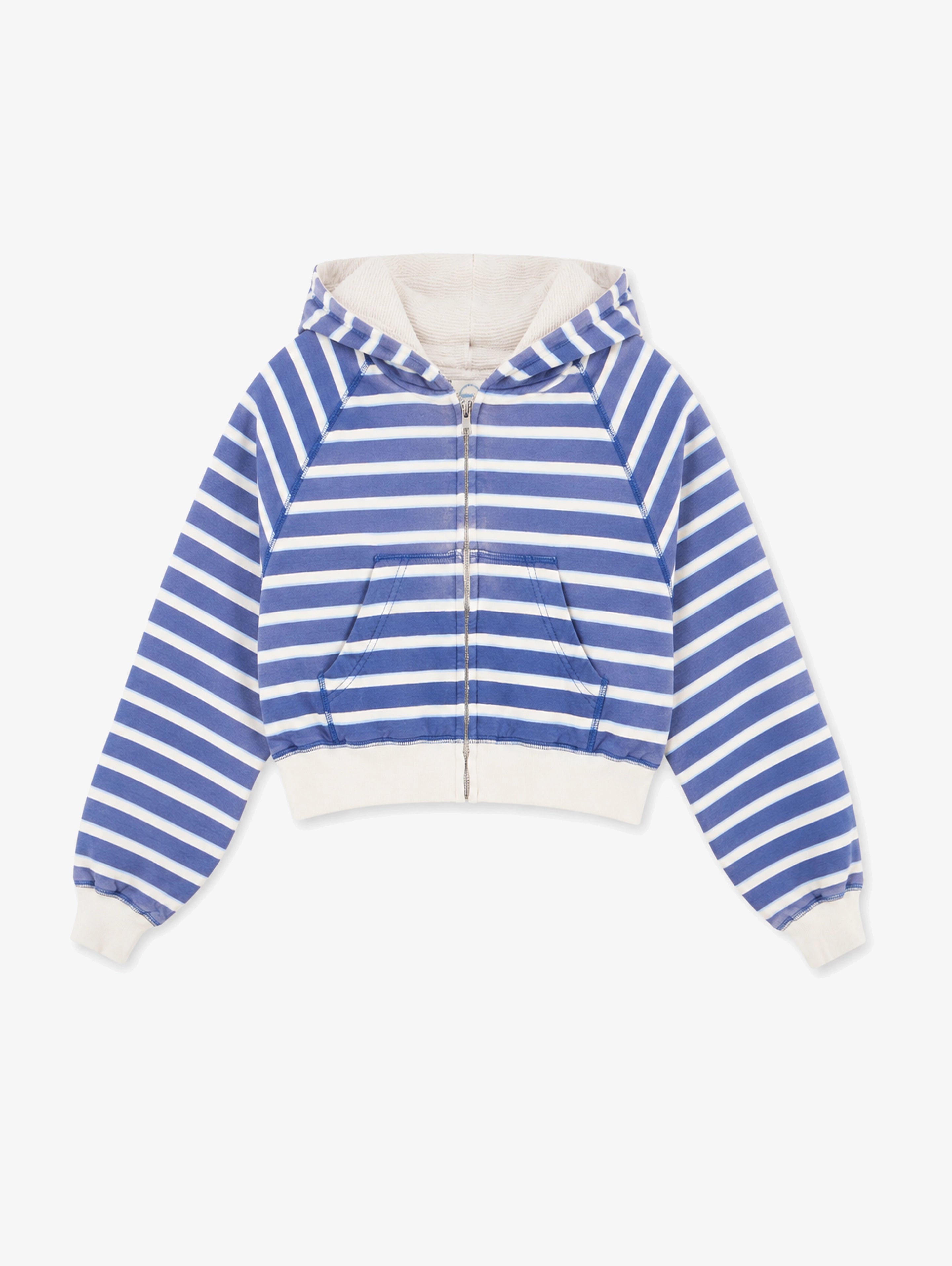 STRIPED THERMAL HOODIE - BLUE