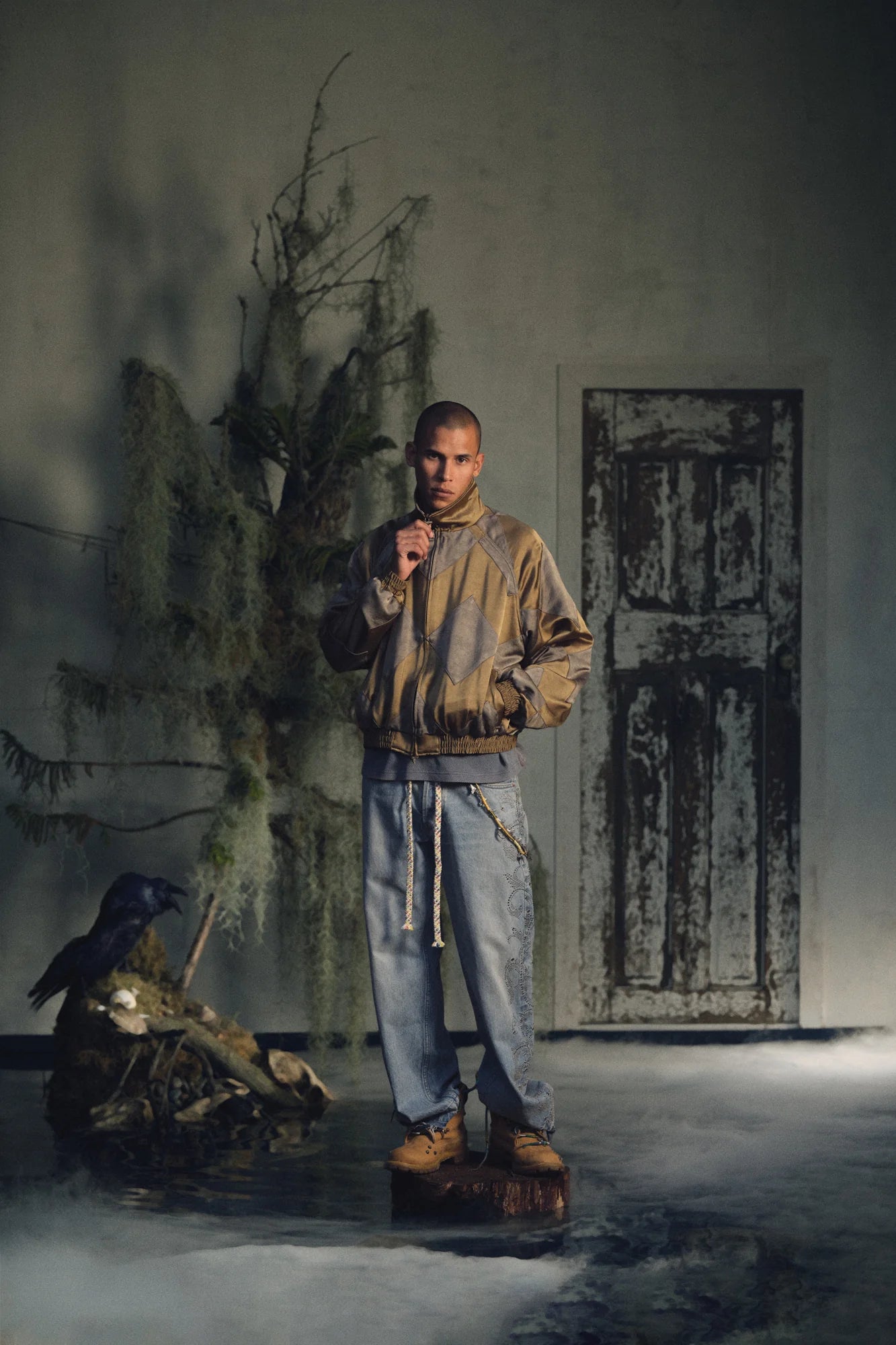 DENIM JEANS WITH CHAIN - BLUE