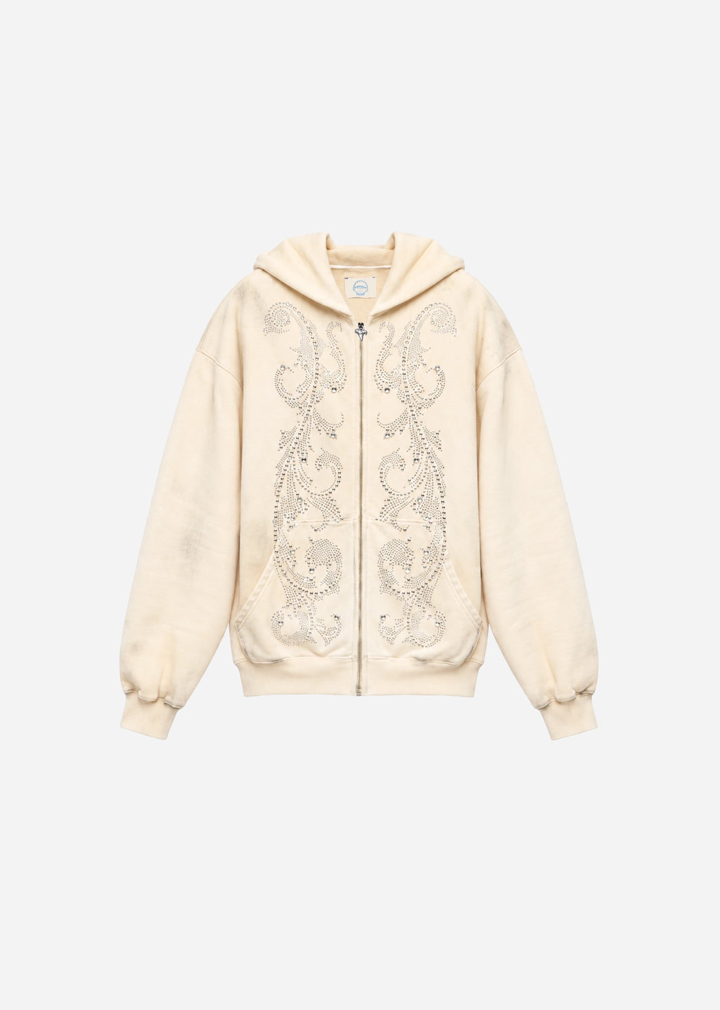 THERMAL LINED CRYSTAL ZIP UP - DIRTY WHITE