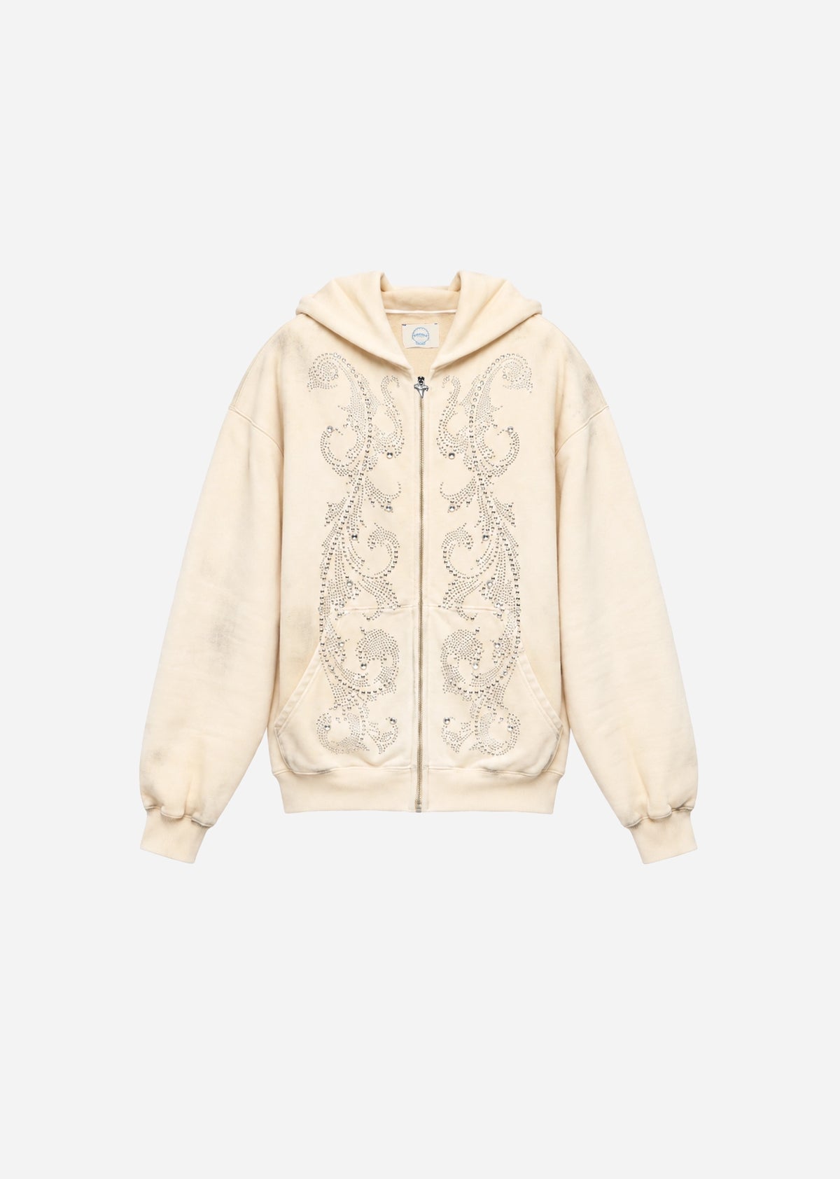 THERMAL LINED CRYSTAL ZIP UP - DIRTY WHITE