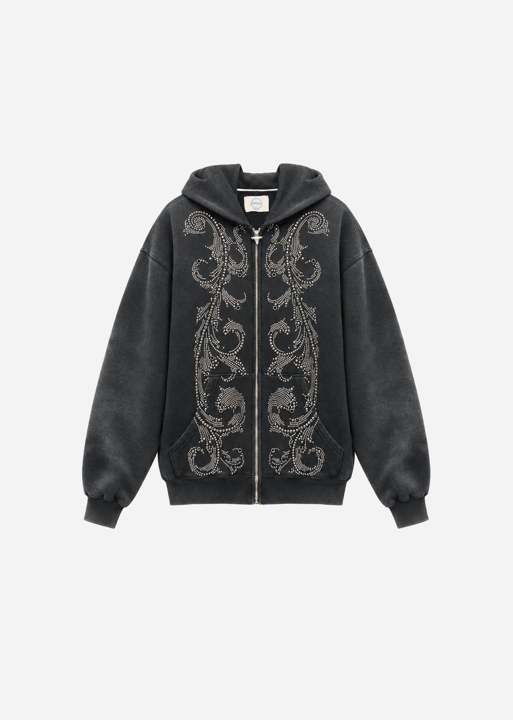 THERMAL LINED CRYSTAL ZIP UP - BLACK