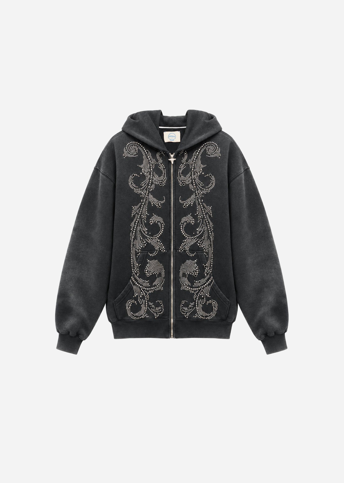 THERMAL LINED CRYSTAL ZIP UP - BLACK