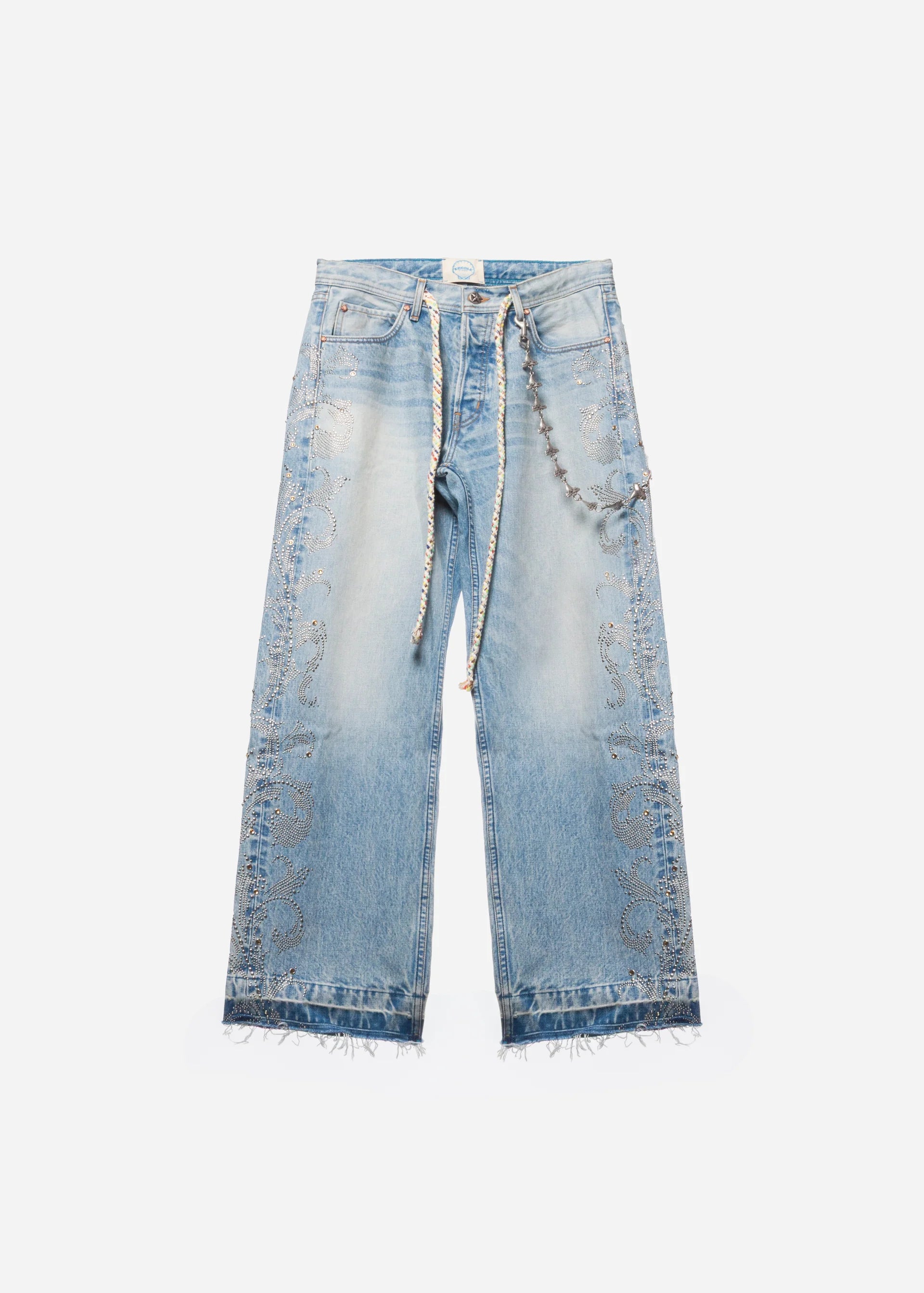 DENIM JEANS WITH CHAIN - BLUE