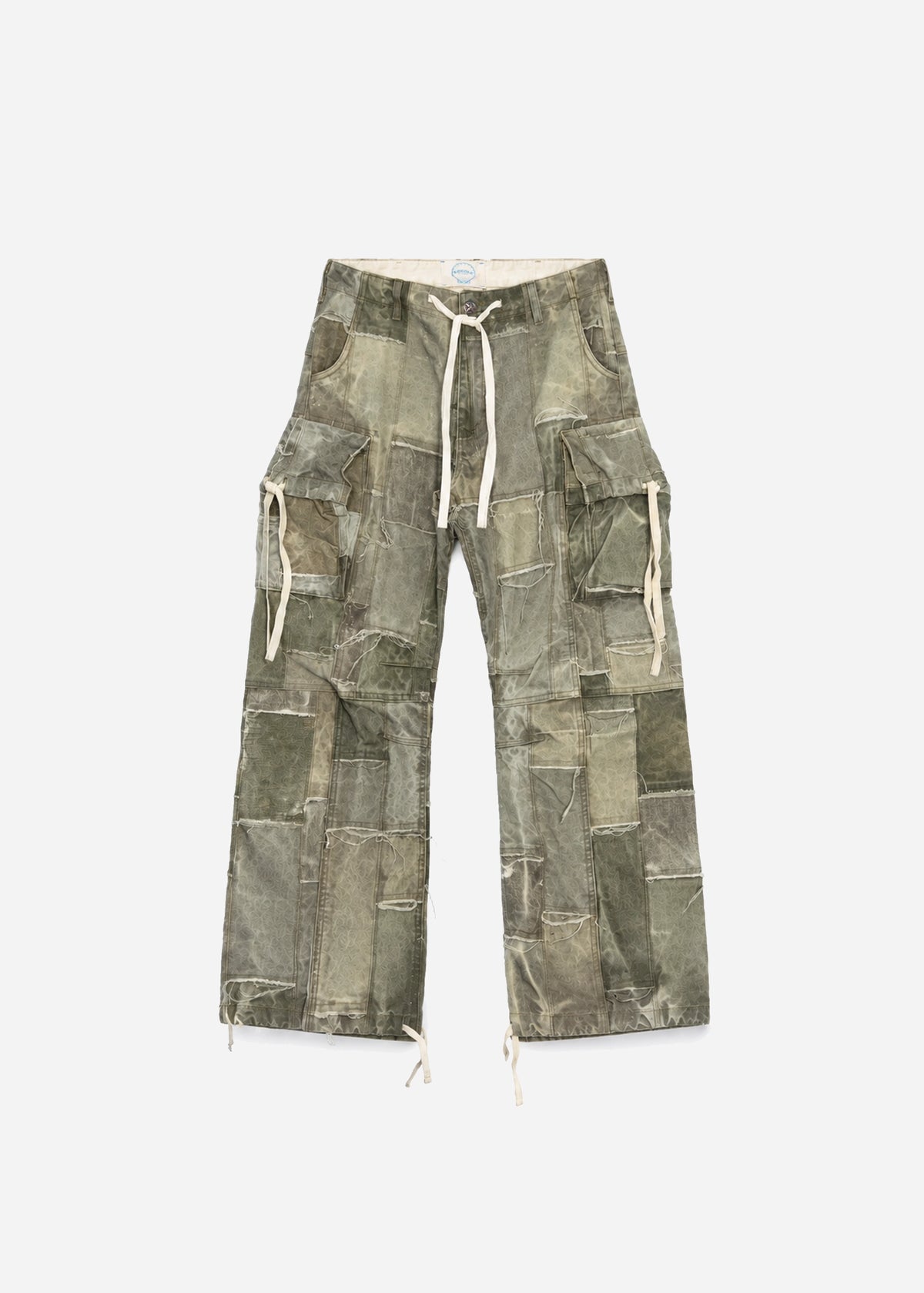 PATCHWORK CARGO PANTS - OLIVE