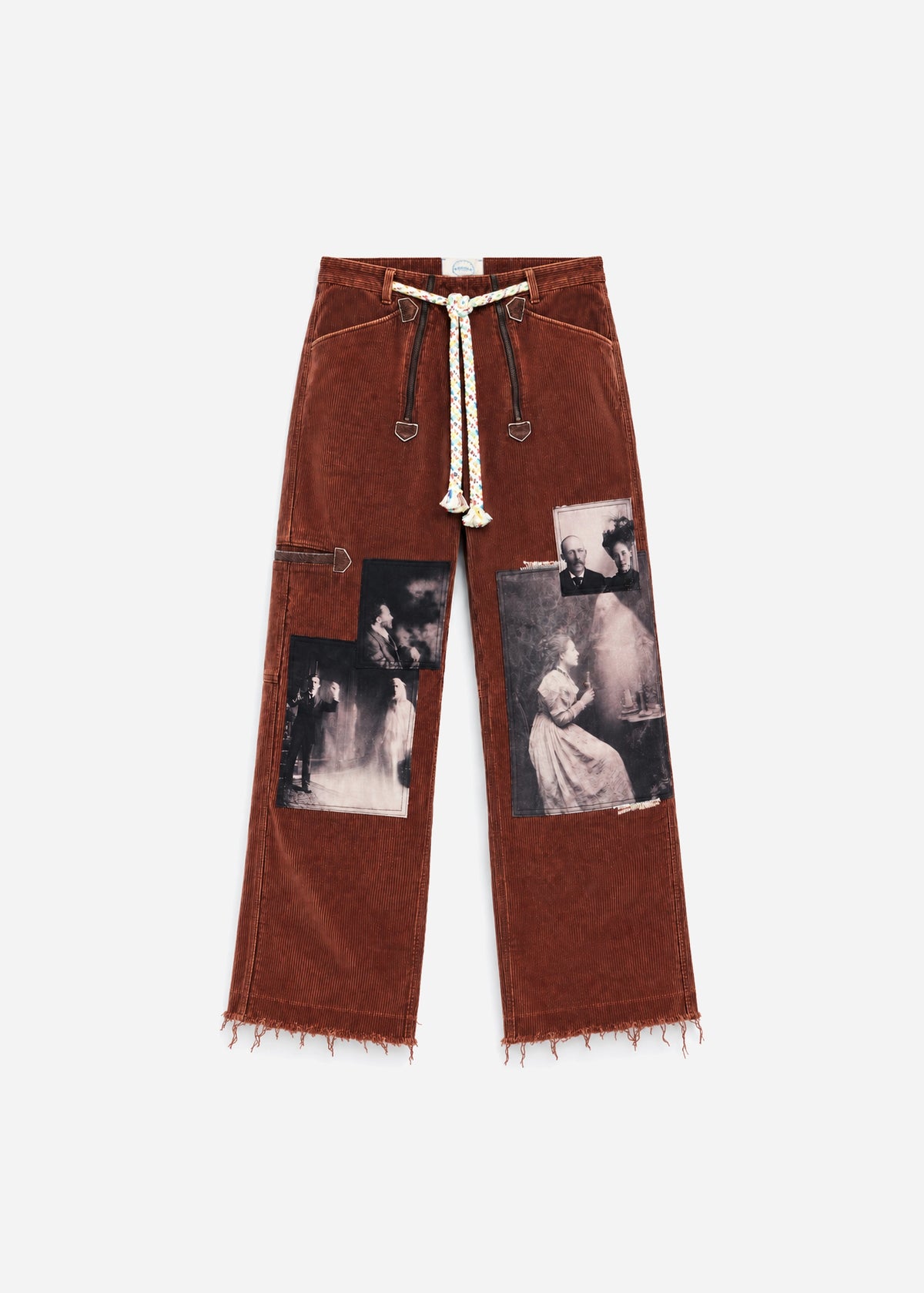CORDUROY DOUBLE ZIP PANTS - BROWN