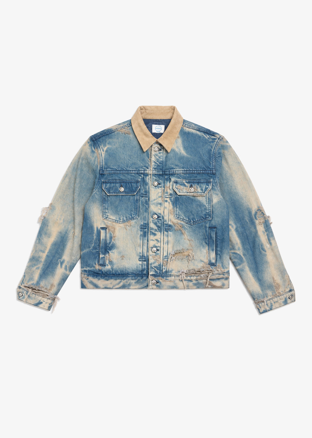 SUEDE COLLAR DENIM JACKET - VINTAGE BLUE
