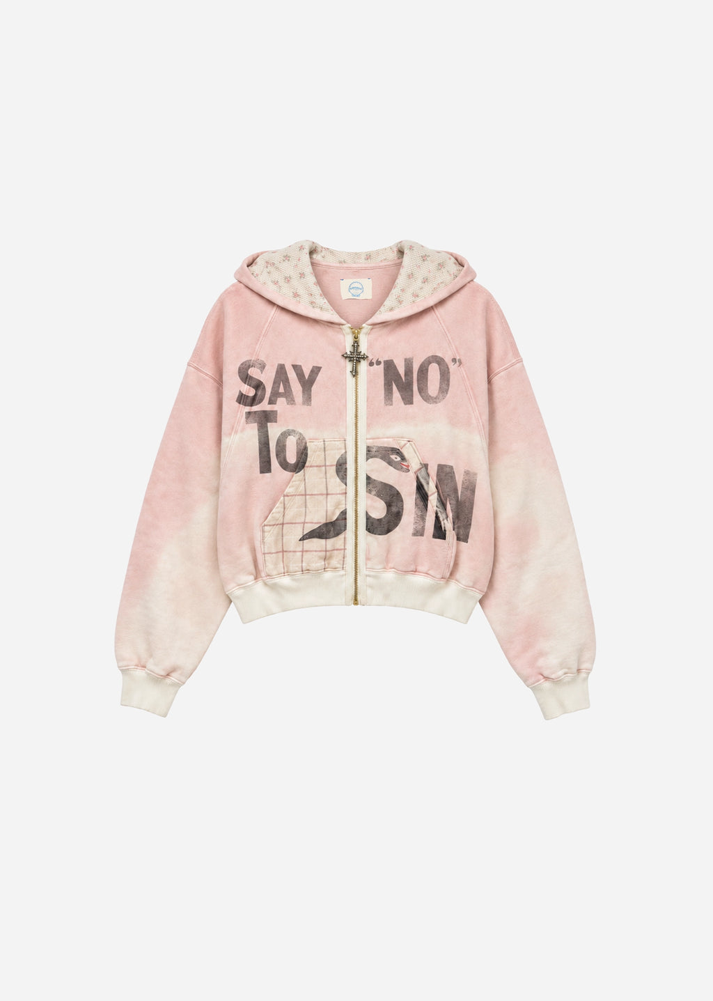 FLORAL ZIP UP - PINK