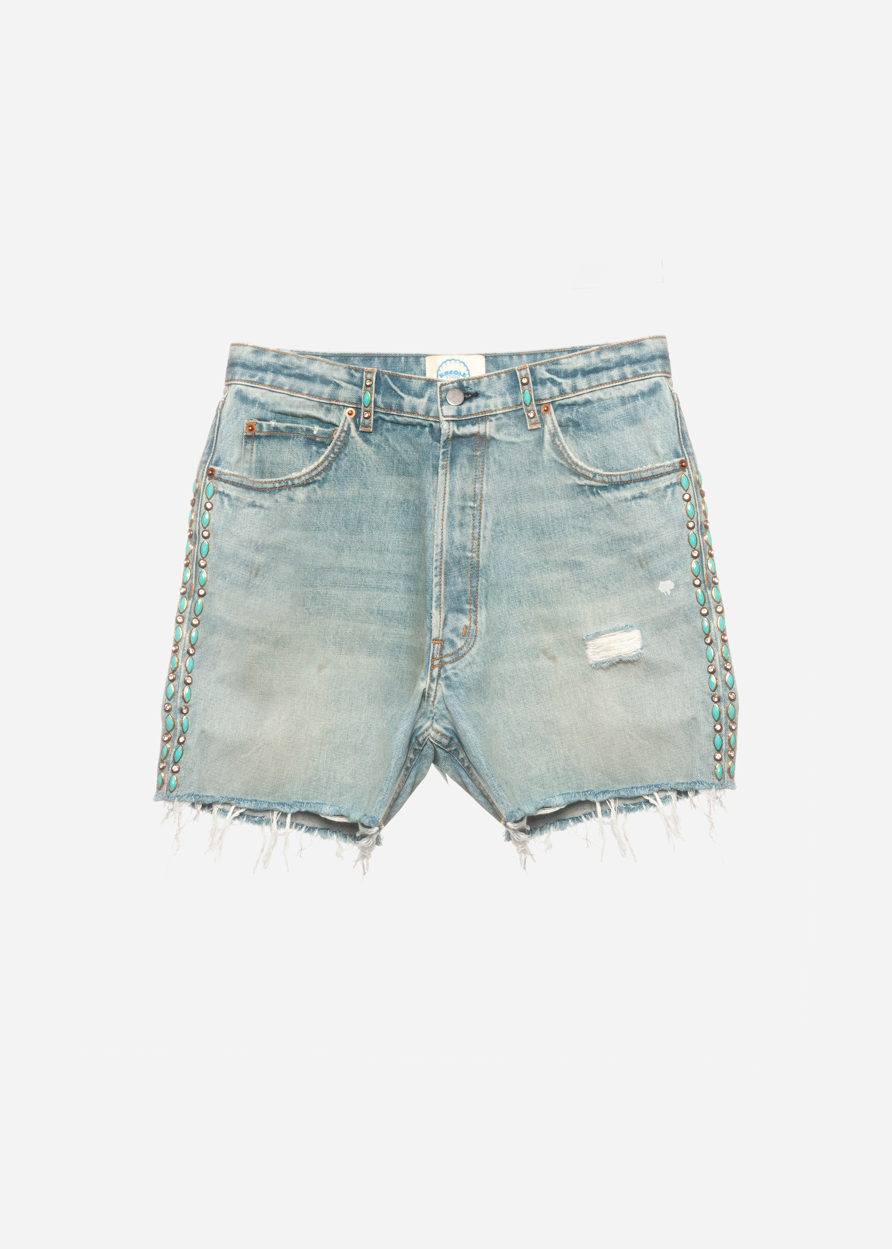STUDDED TURQUOISE SHORTS