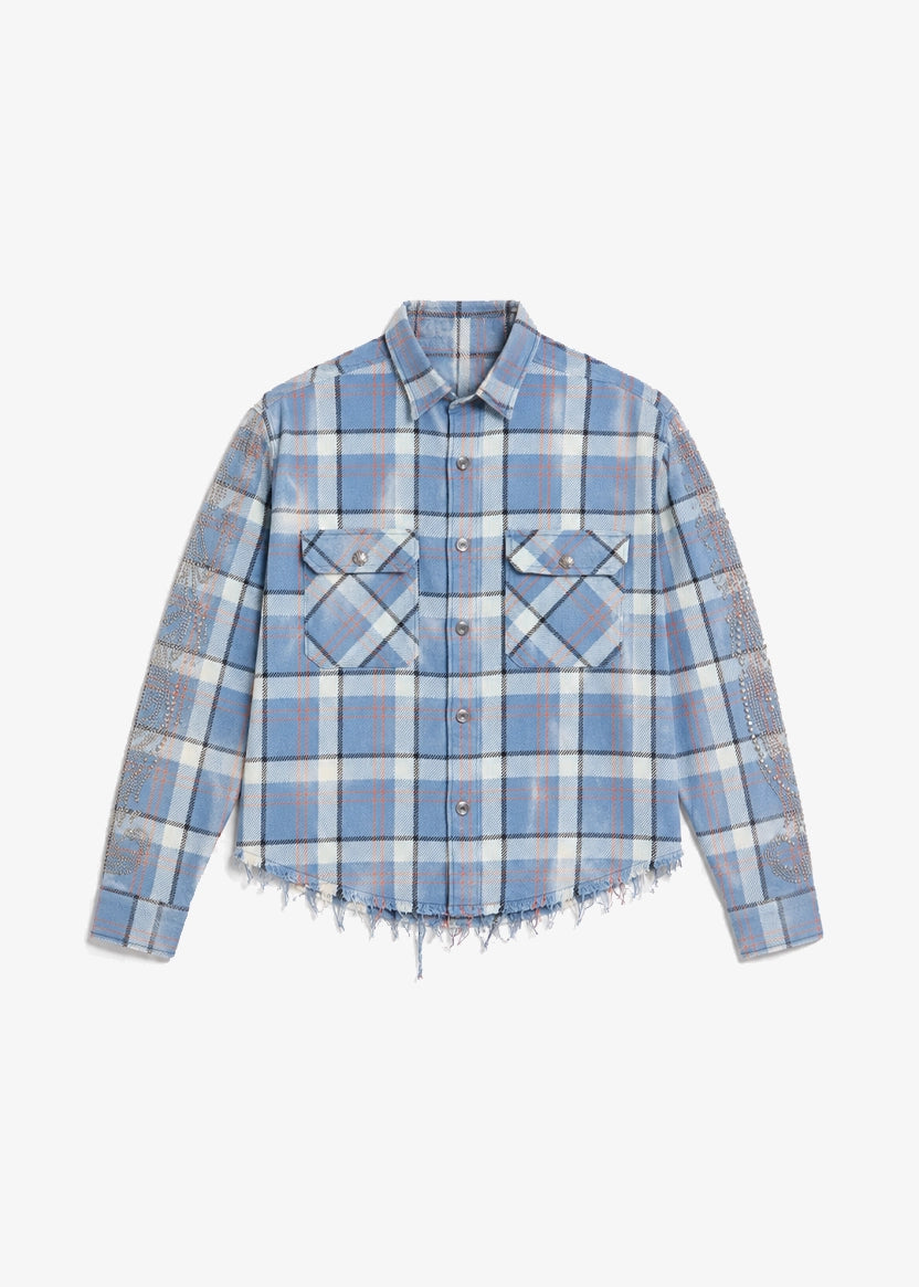 VINTAGE STUDDED FLANNEL - OCEAN BLUE